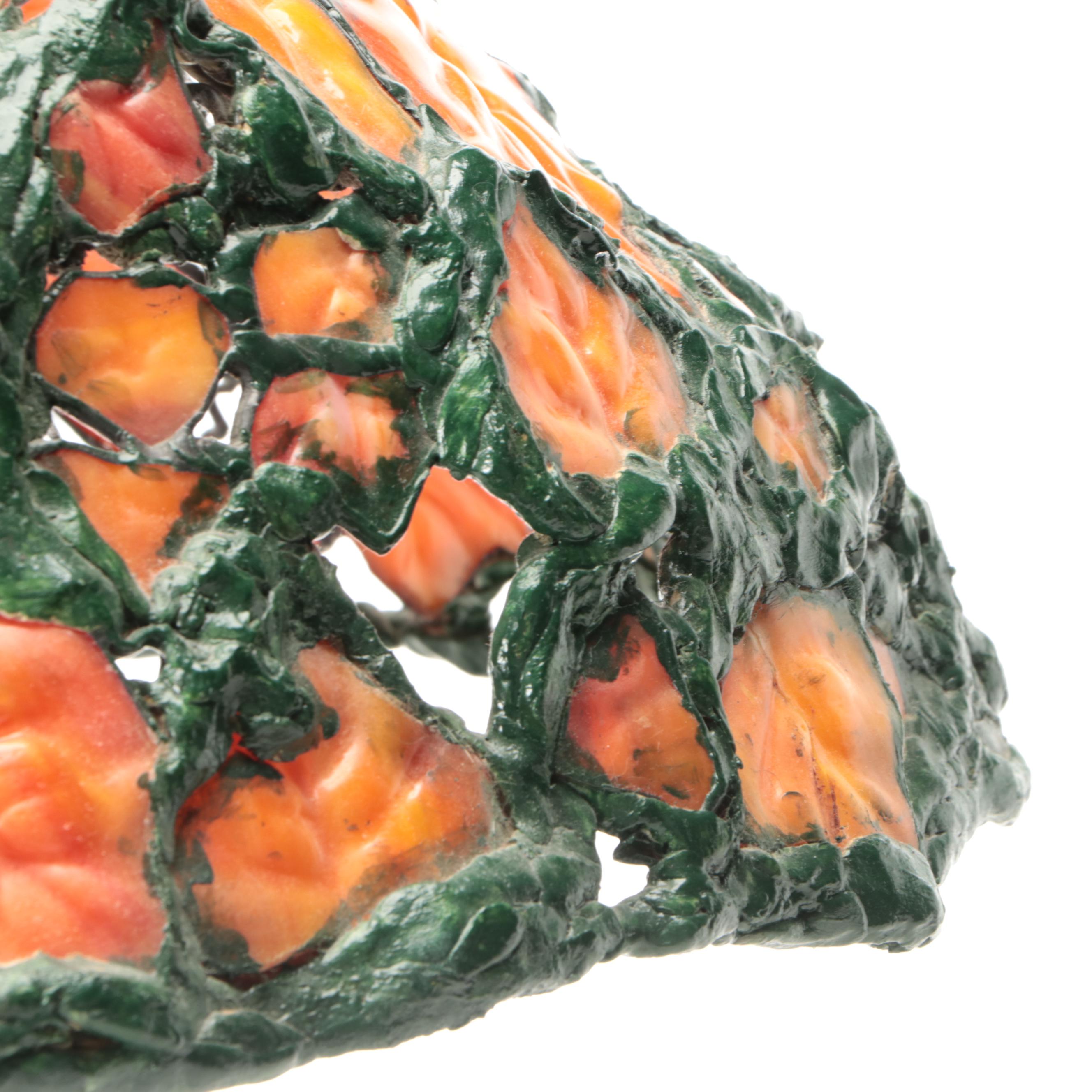 Arts and Crafts Style Slag Glass Three-Arm Table Lamp