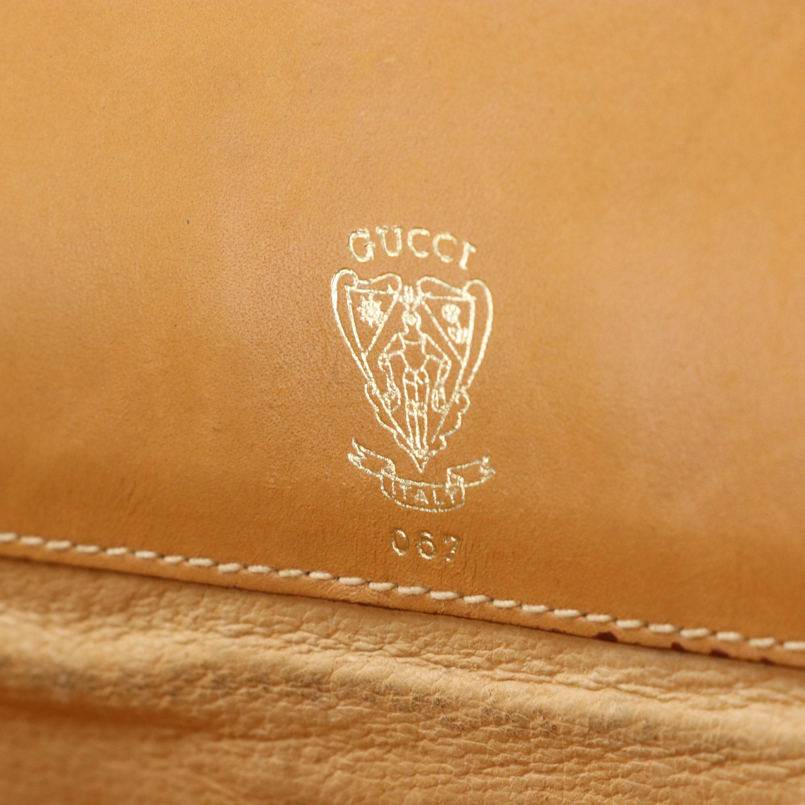 Gucci Web Stripe Portfolio in Micro GG Canvas and Tan Leather Trim