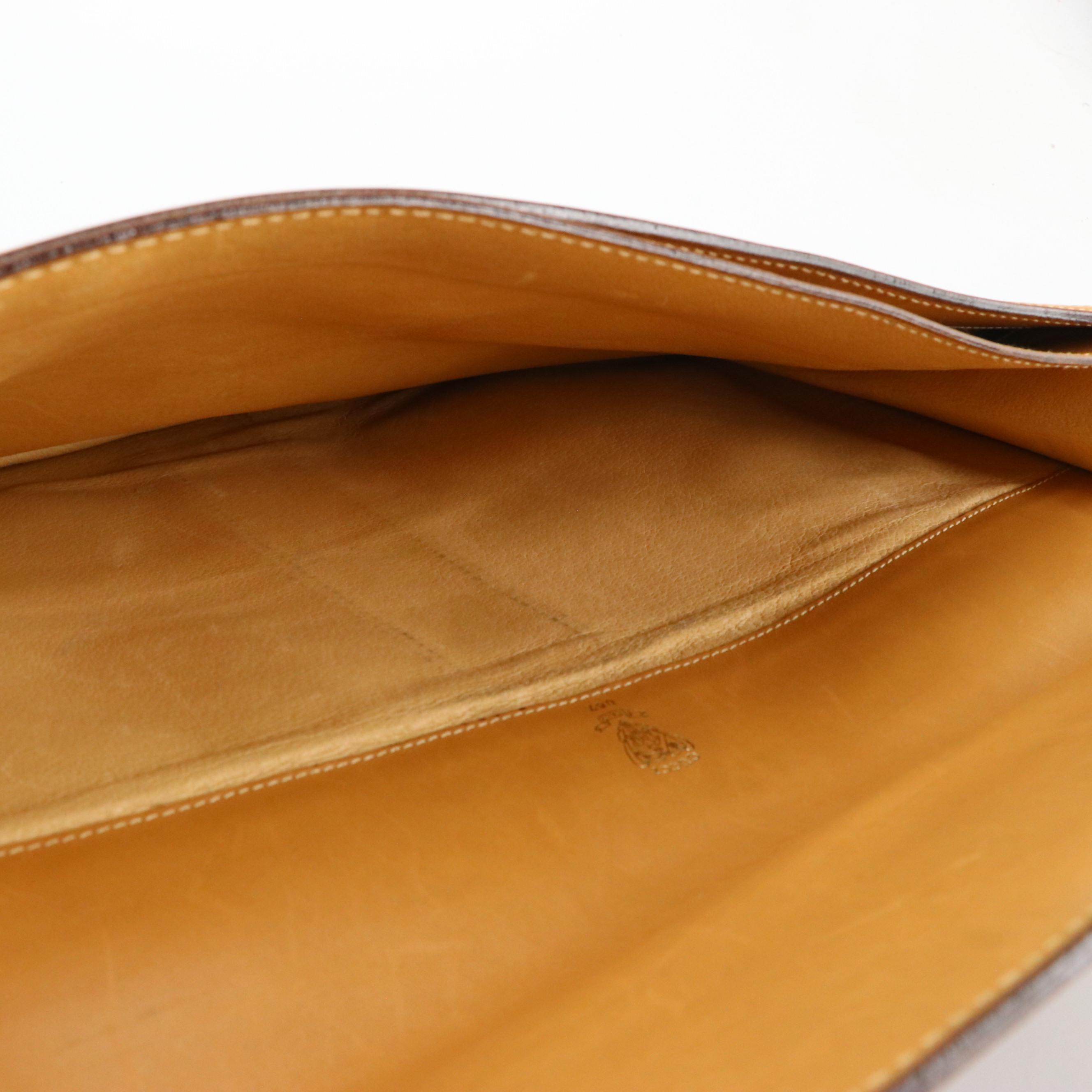 Gucci Web Stripe Portfolio in Micro GG Canvas and Tan Leather Trim