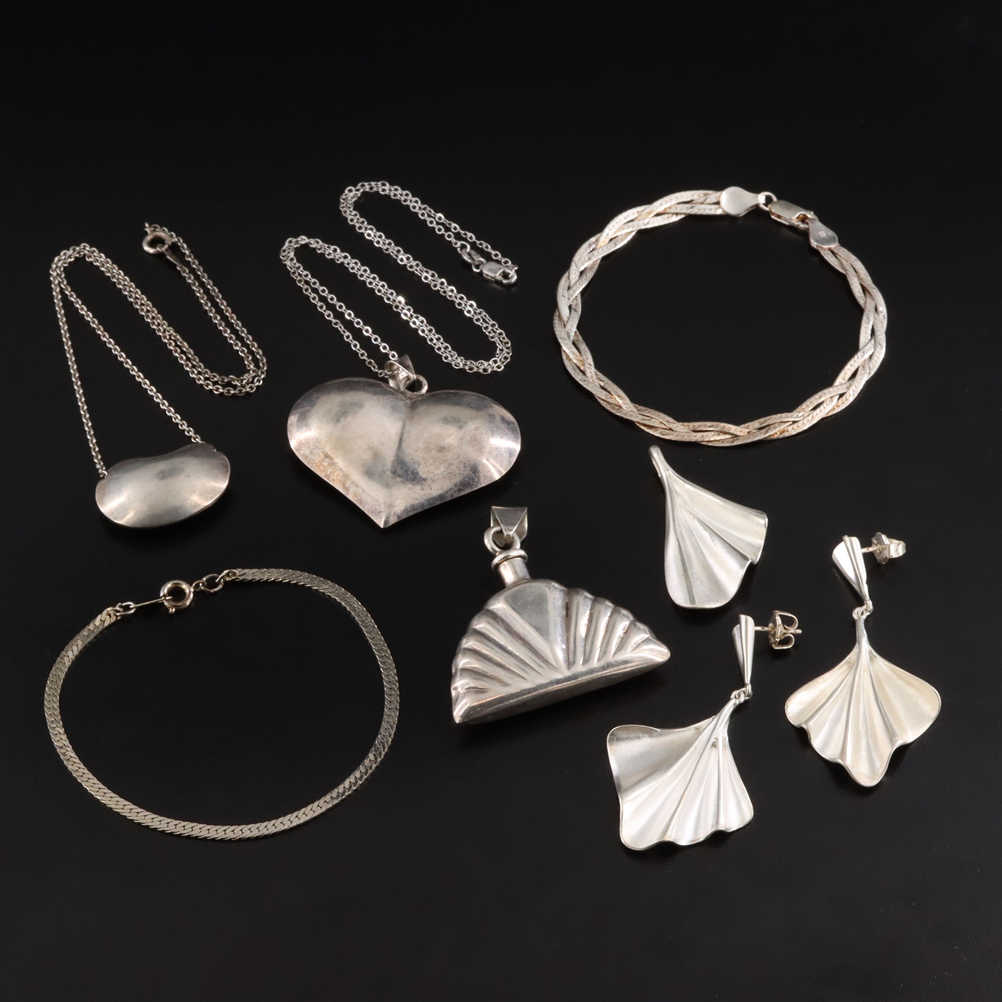 Sterling Jewelry Collection Including Mexican Perfume Pendant