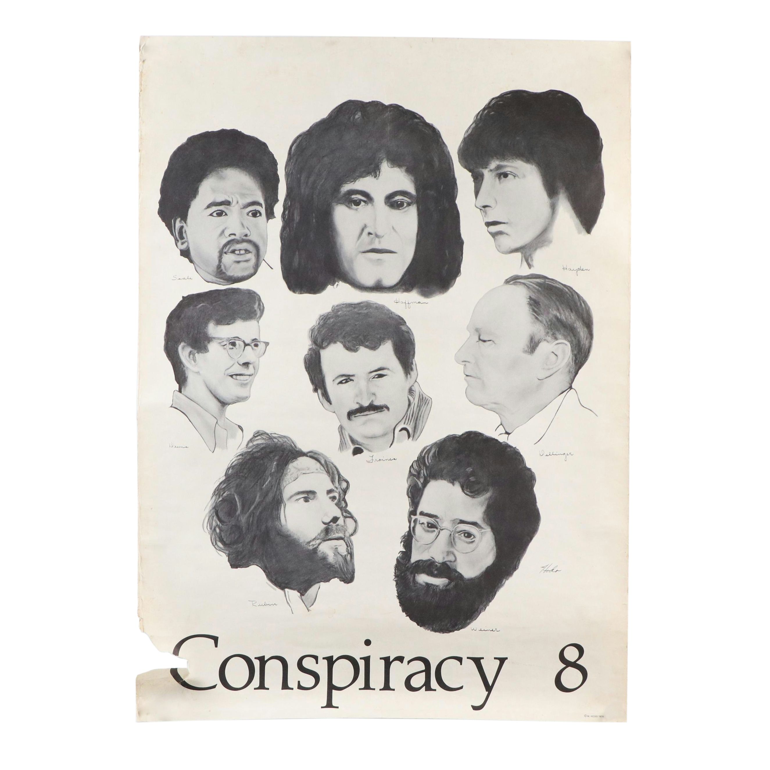 Offset Lithograph of the Chicago Eight After Maurice Hodo "Conspiracy 8," 1970