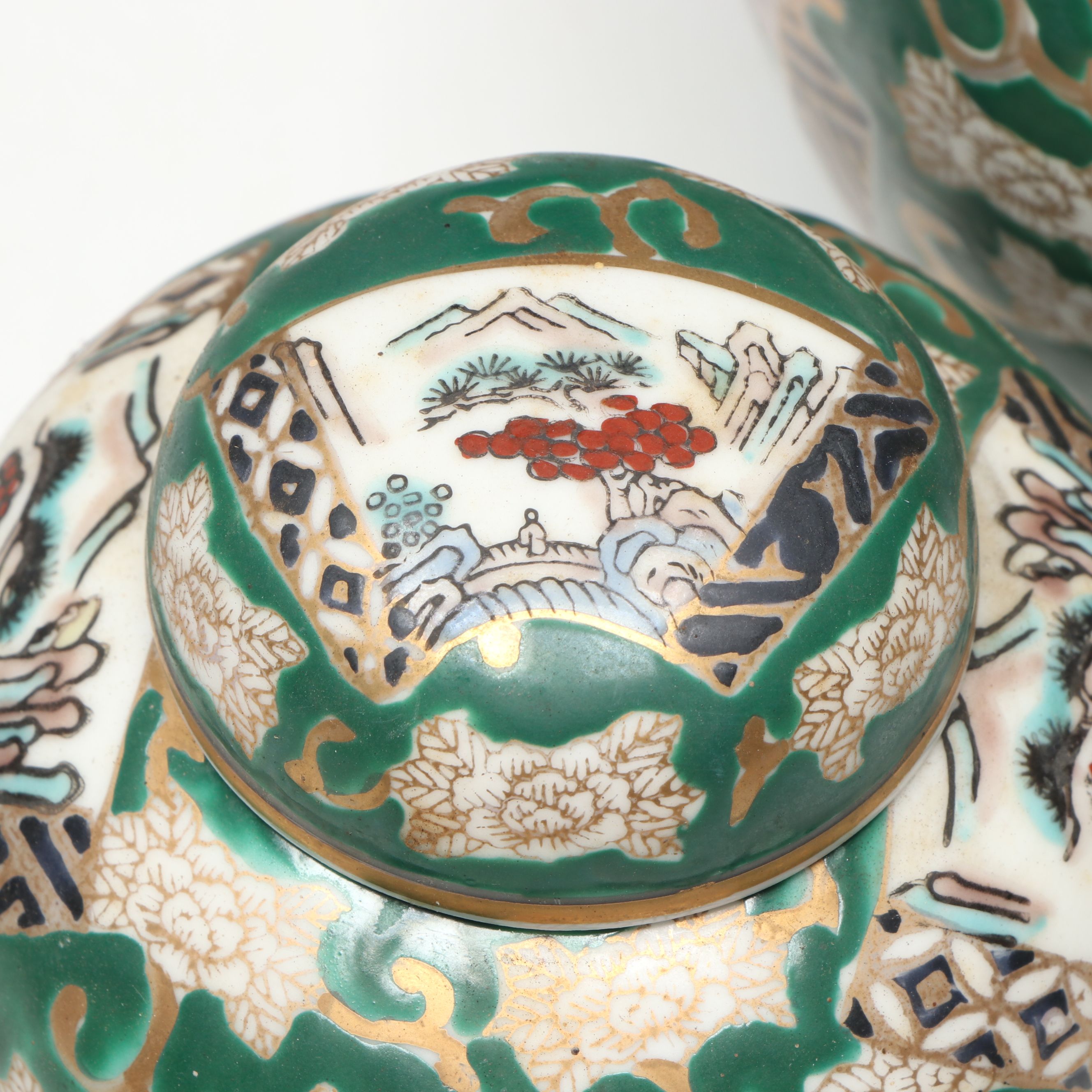 Gold Imari Famille Verte Porcelain Ginger Jars