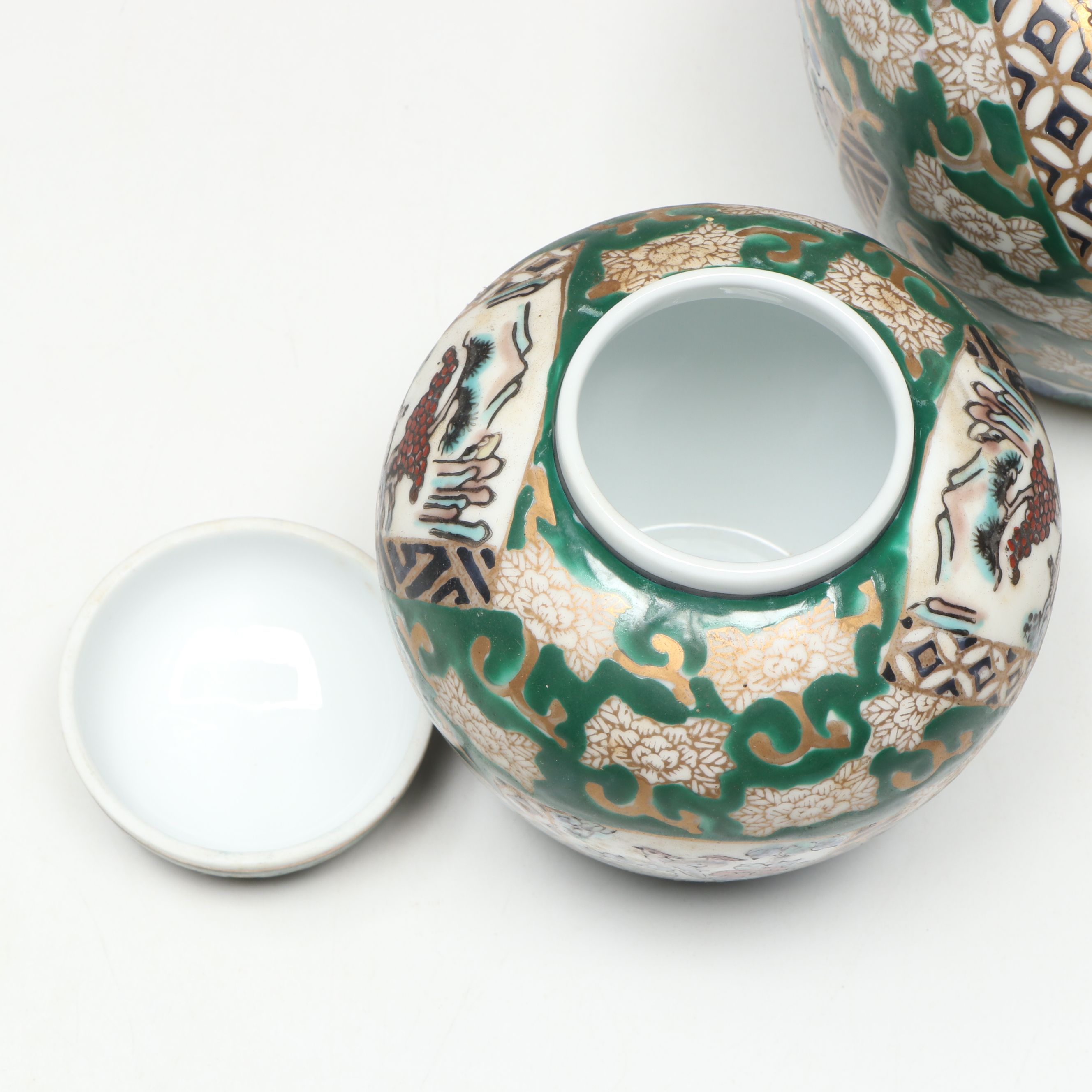 Gold Imari Famille Verte Porcelain Ginger Jars