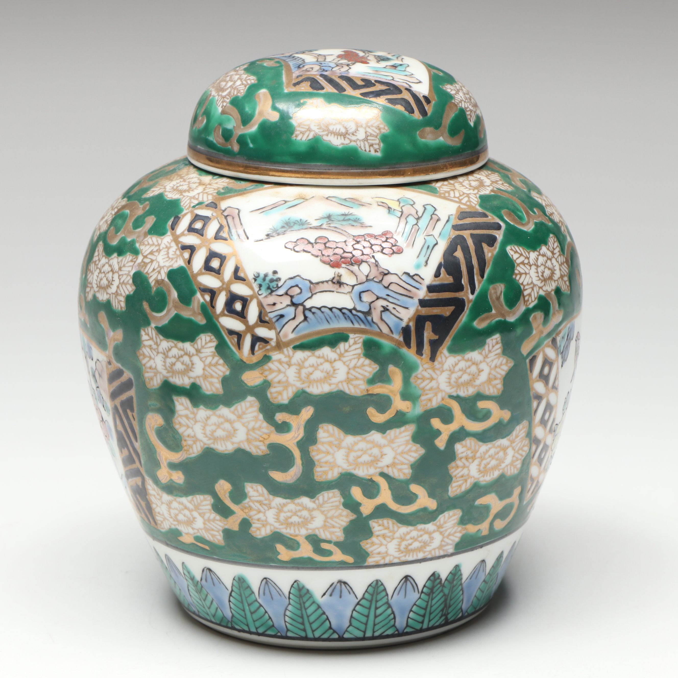 Gold Imari Famille Verte Porcelain Ginger Jars