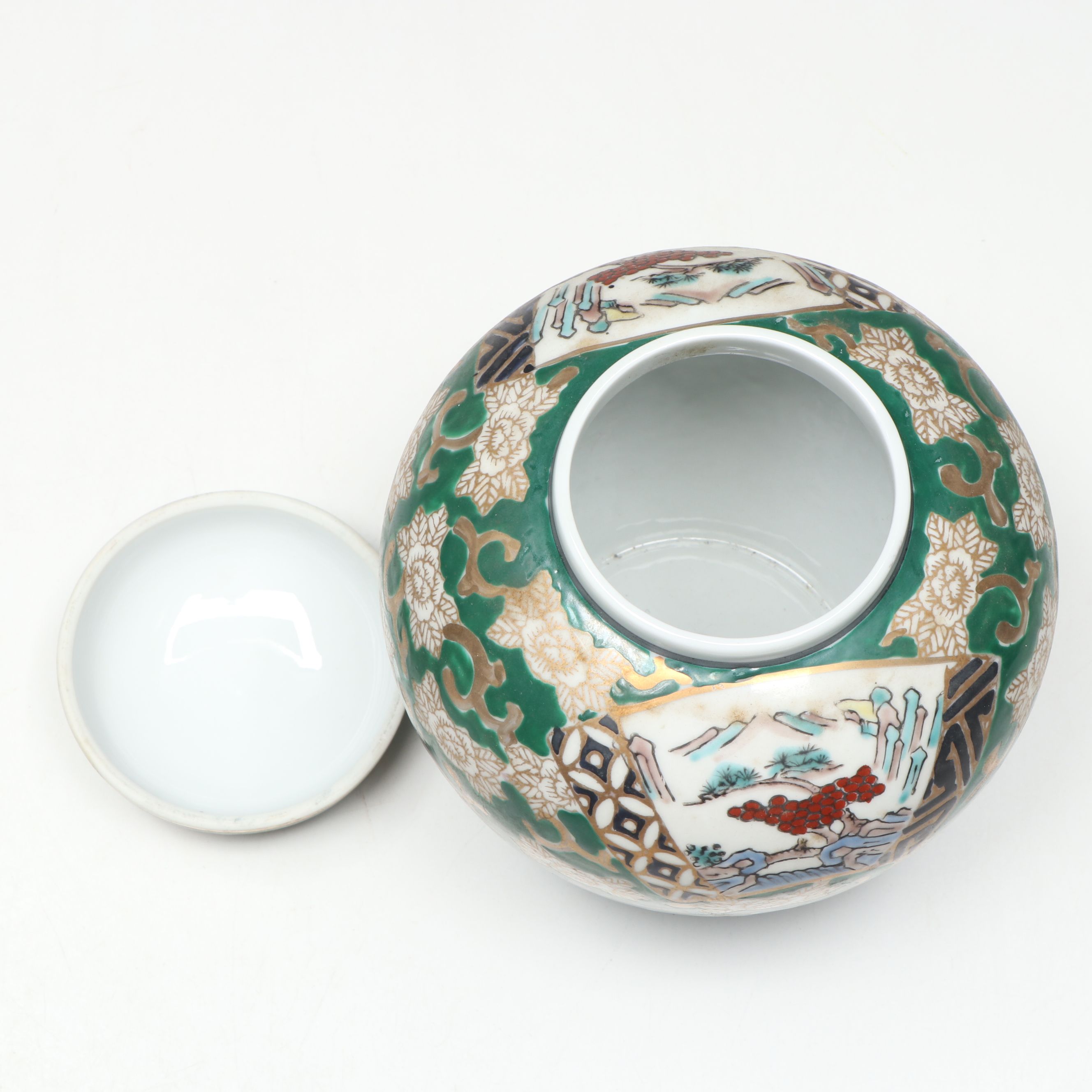 Gold Imari Famille Verte Porcelain Ginger Jars