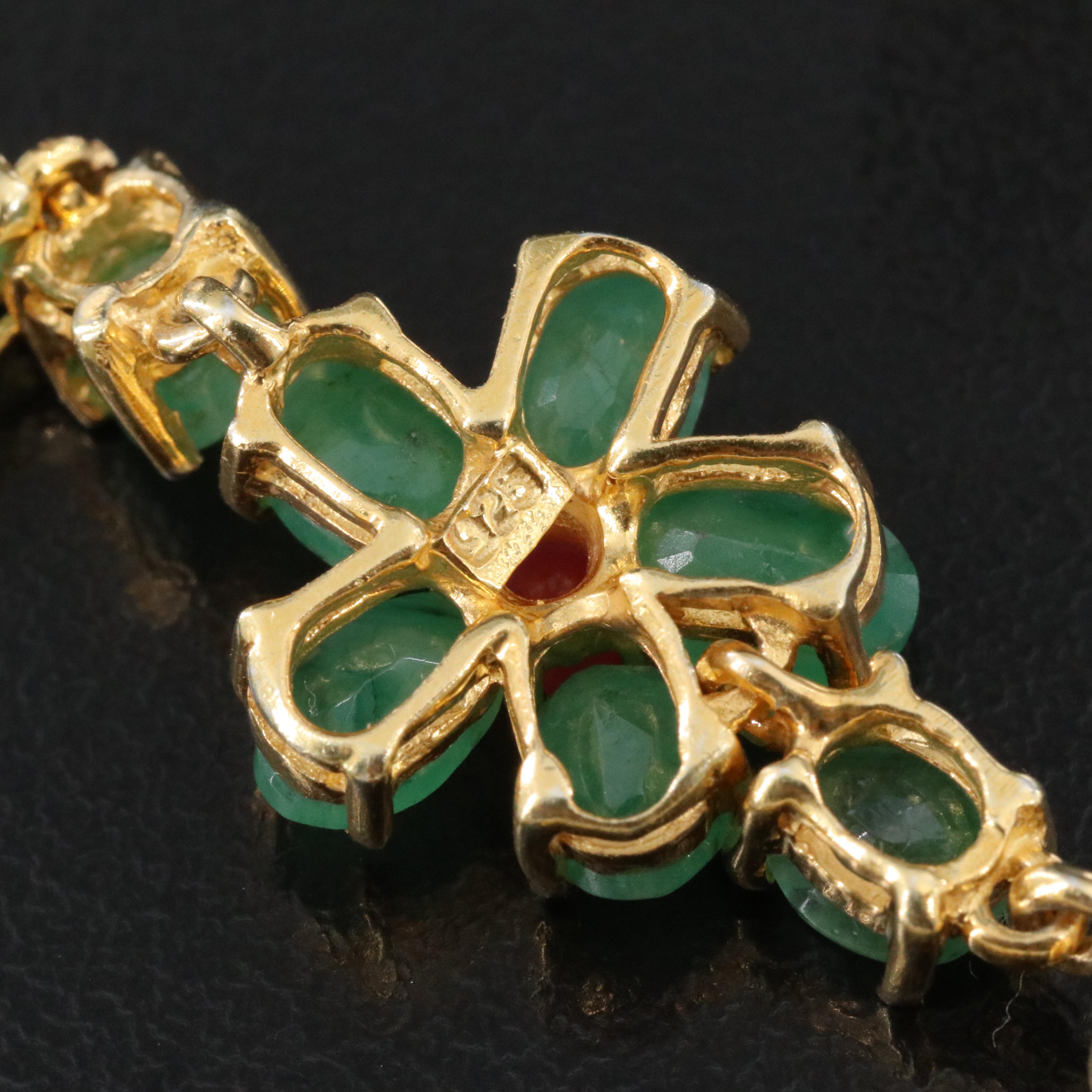 Sterling Emerald Bracelets with Ruby Accent