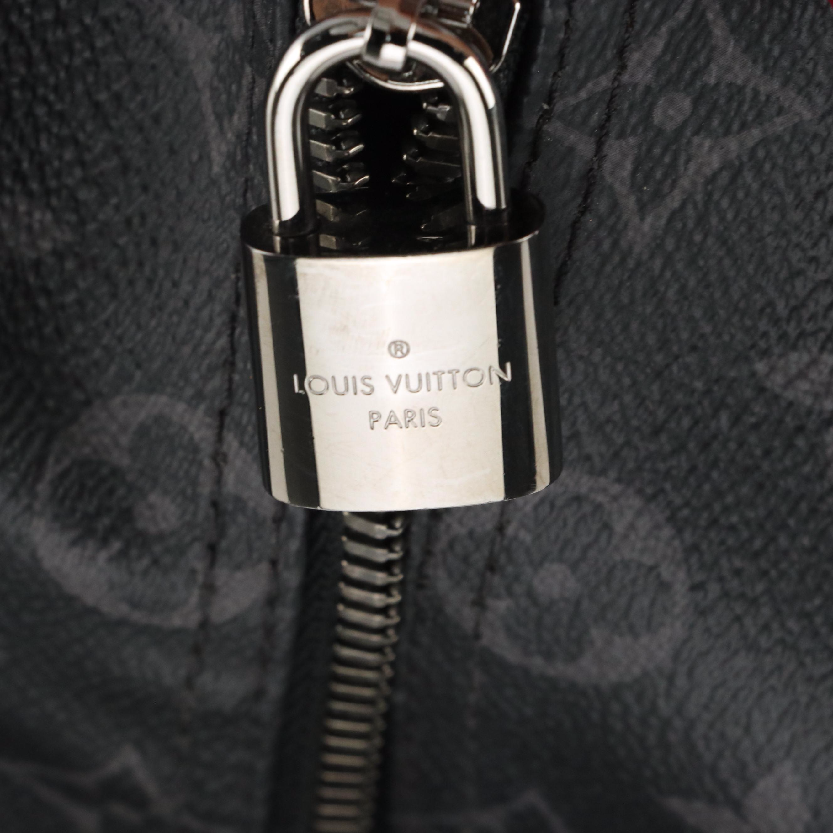 Louis Vuitton Keepall Bandoulière 45 in Monogram Eclipse and Black Leather