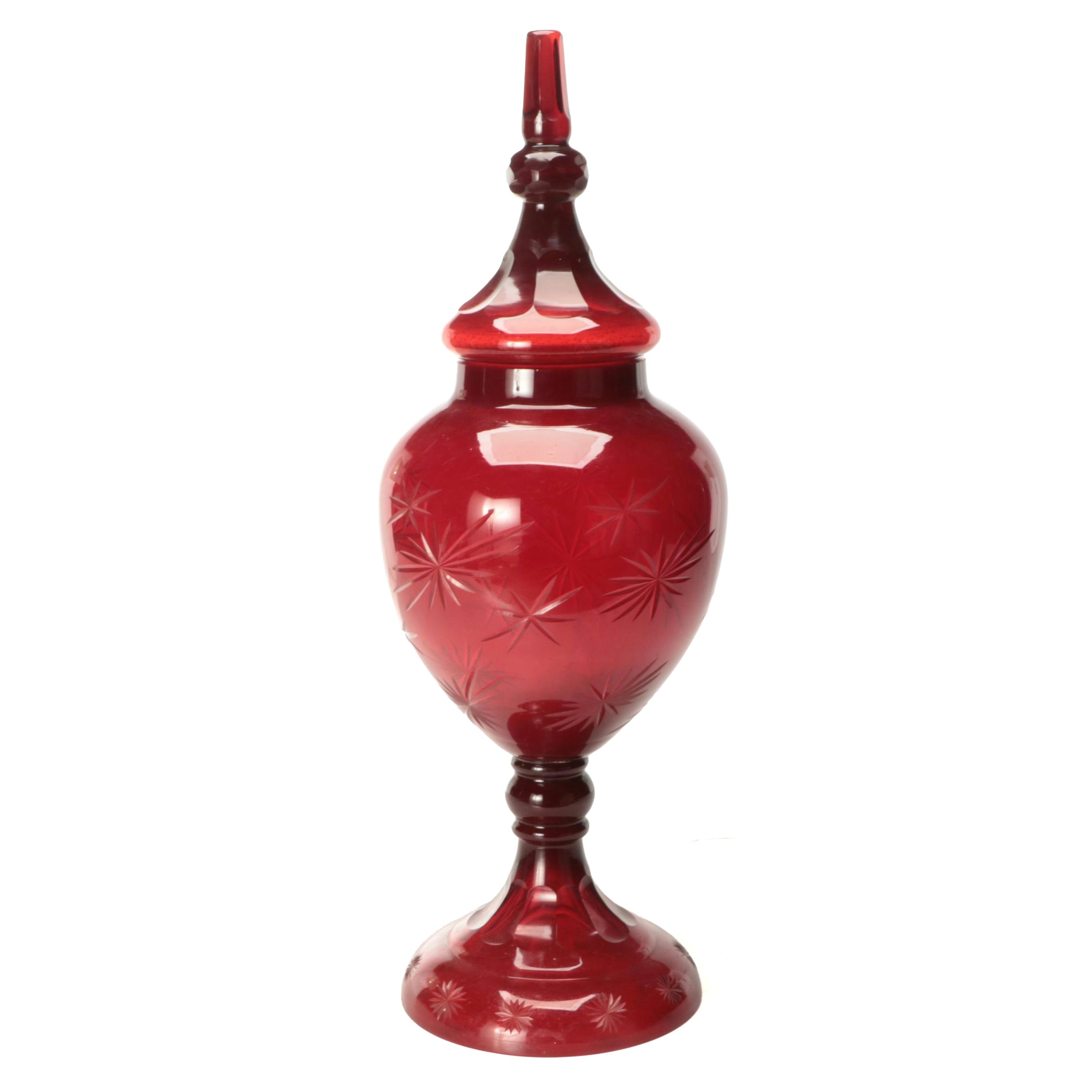 Ruby Glass Ginger Jar