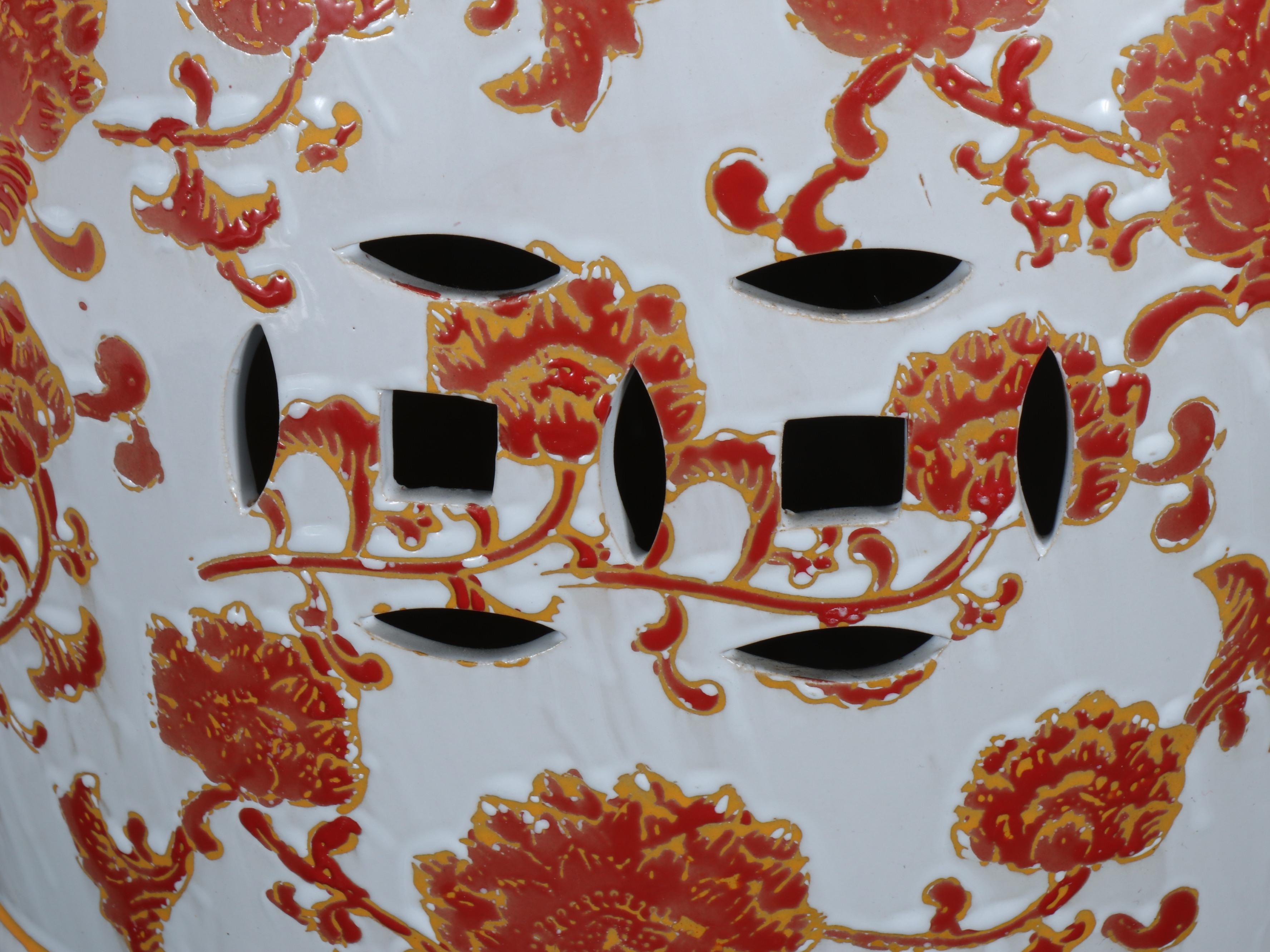 Three Hands Corp. Contemporary Chinese Pierced Ceramic Garden Stool