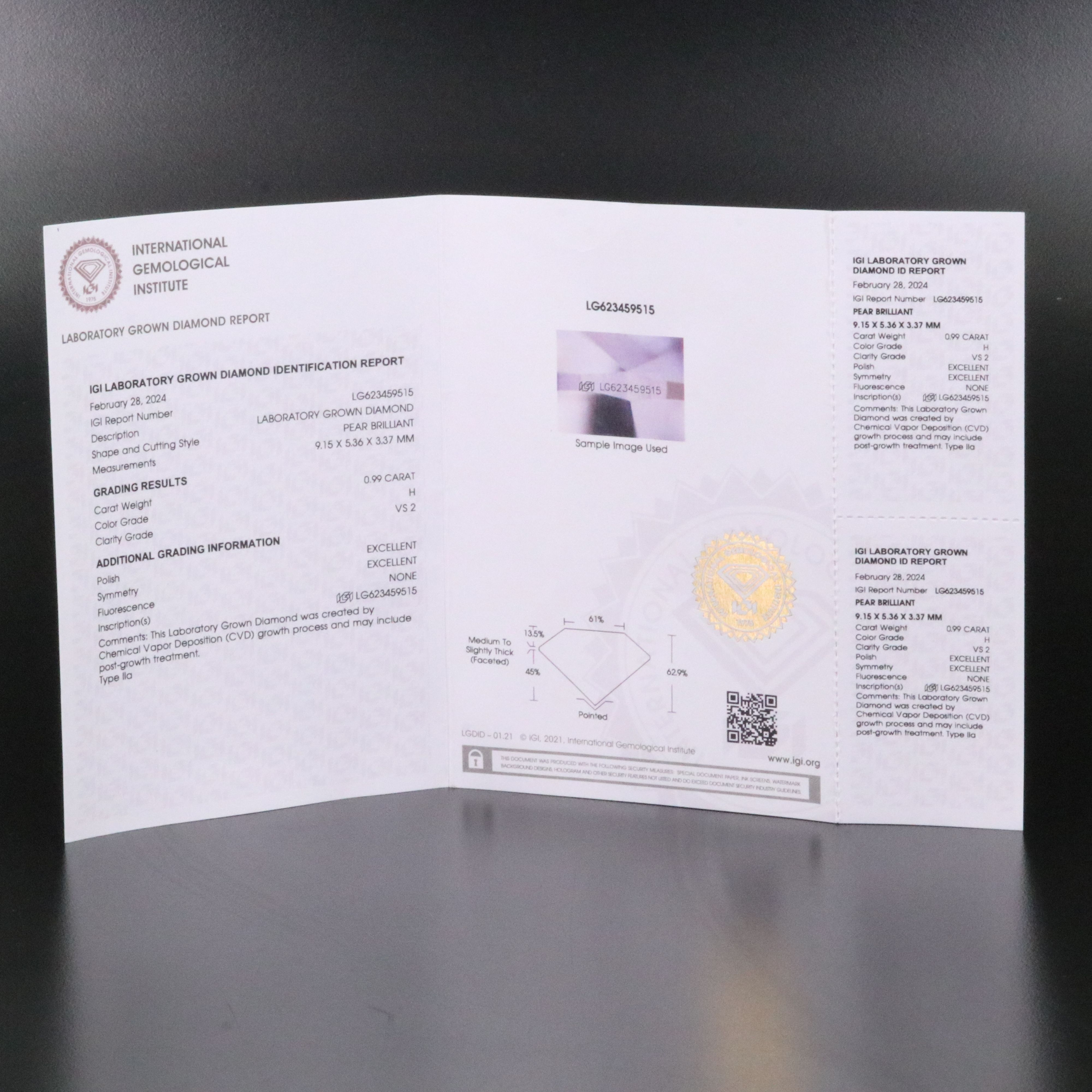 Loose 0.99 CT Lab Grown Diamond with IGI Report