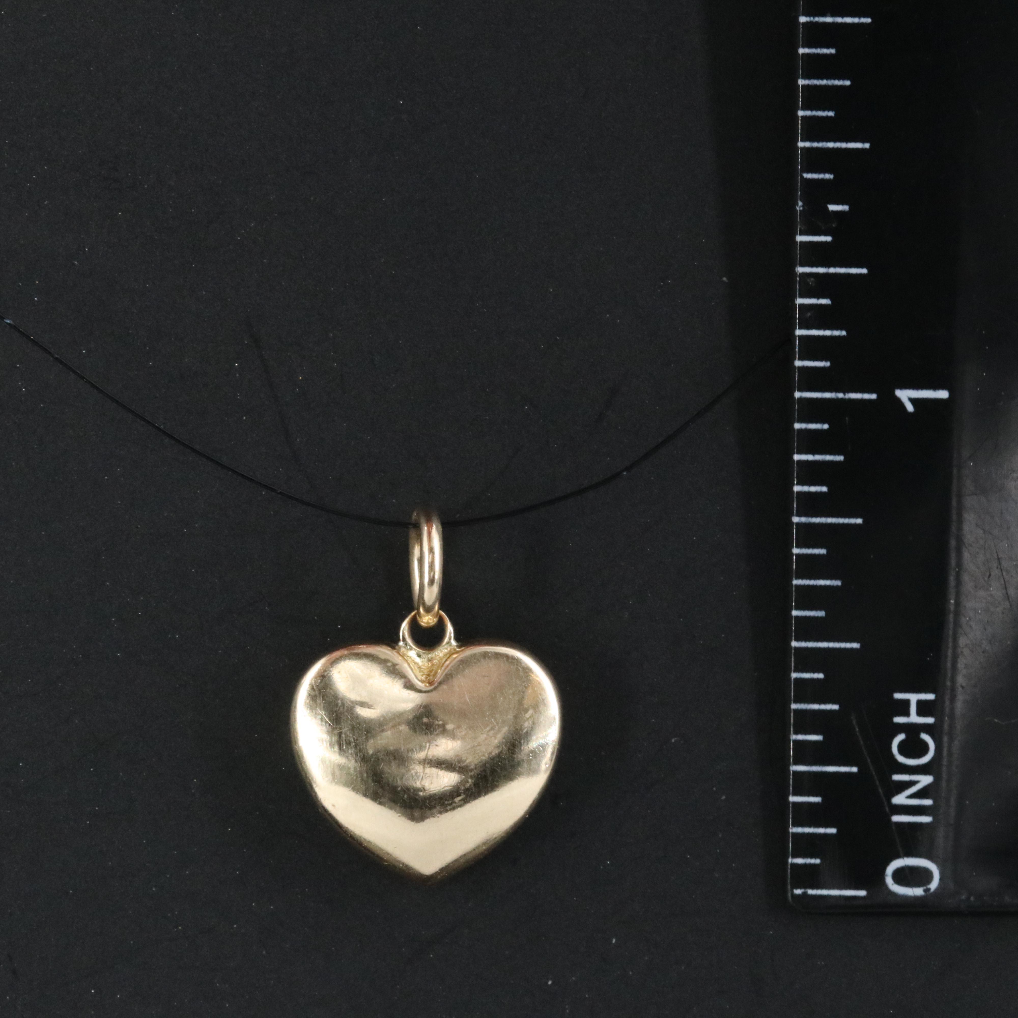 14K Puff Heart Pendant