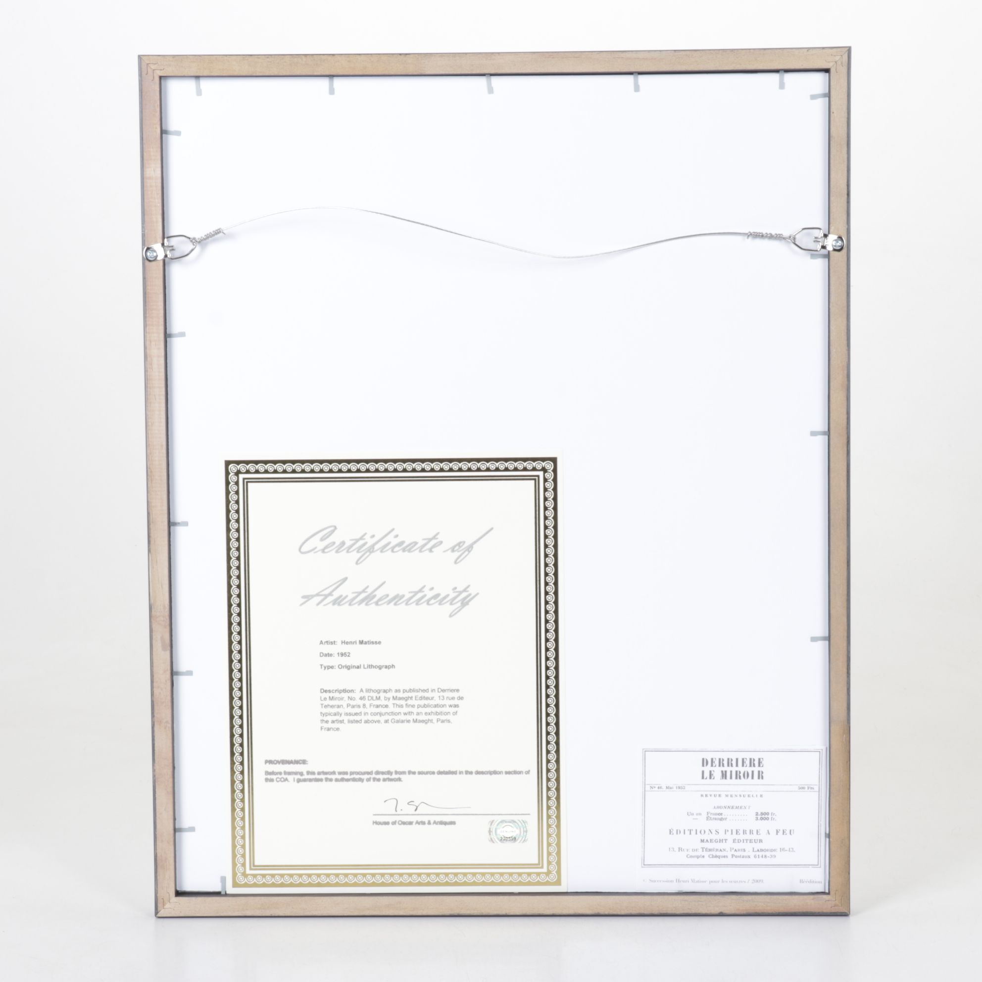 Lithograph After Henri Matisse for "Derrière le Miroir," 1952