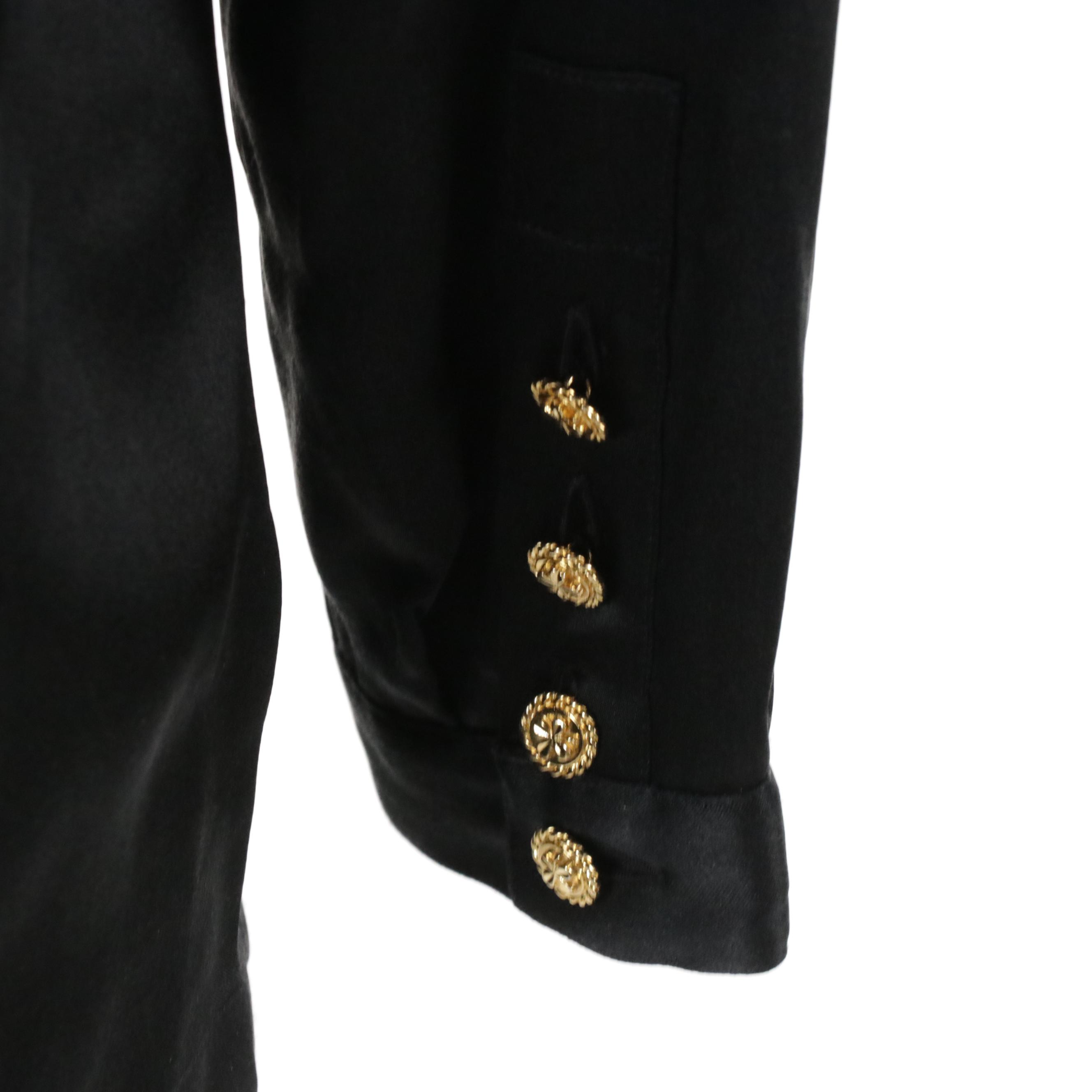 Chanel Boutique Black Silk Long Sleeve Blouse