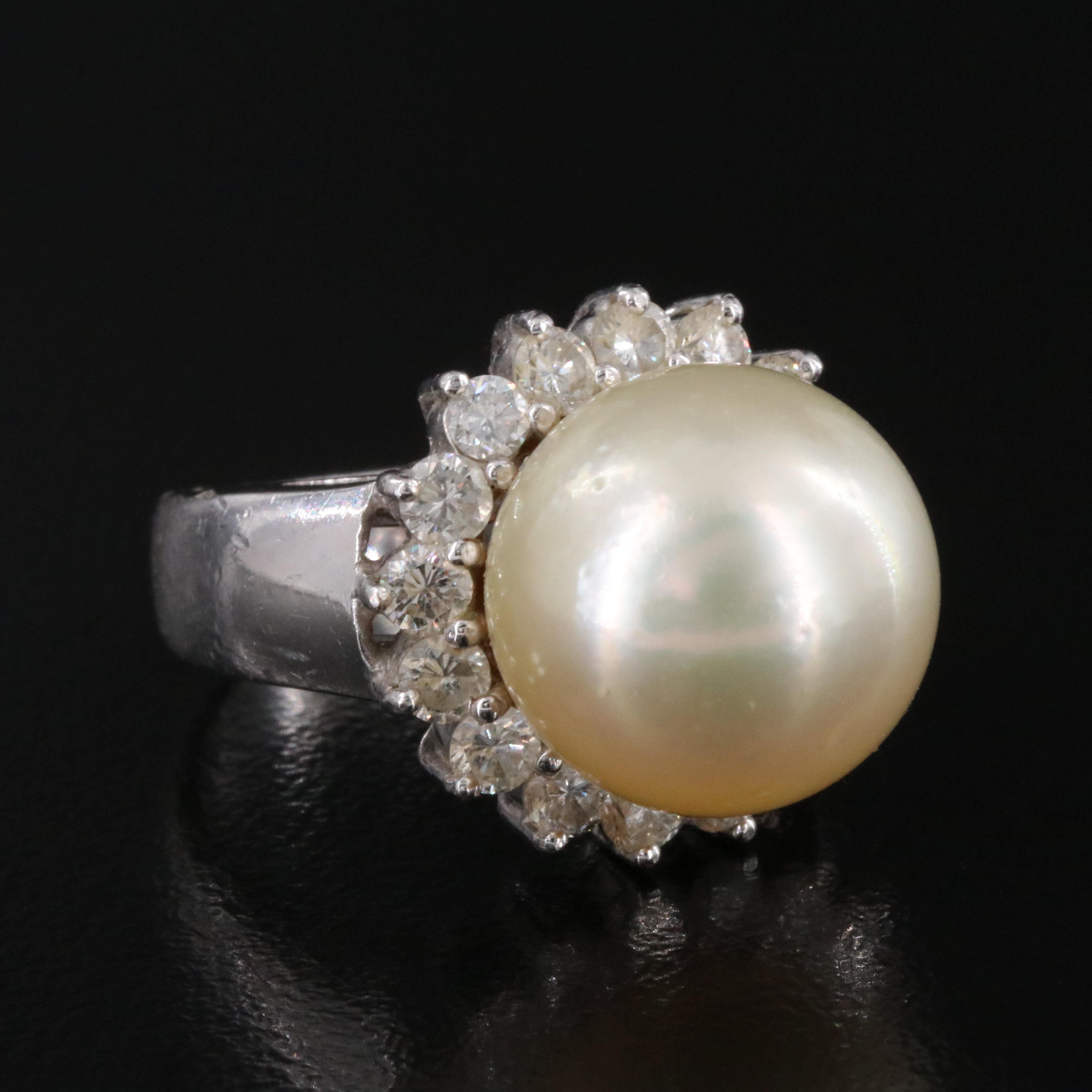 18K 13.00 MM Pearl and 1.05 CTW Diamond Ring
