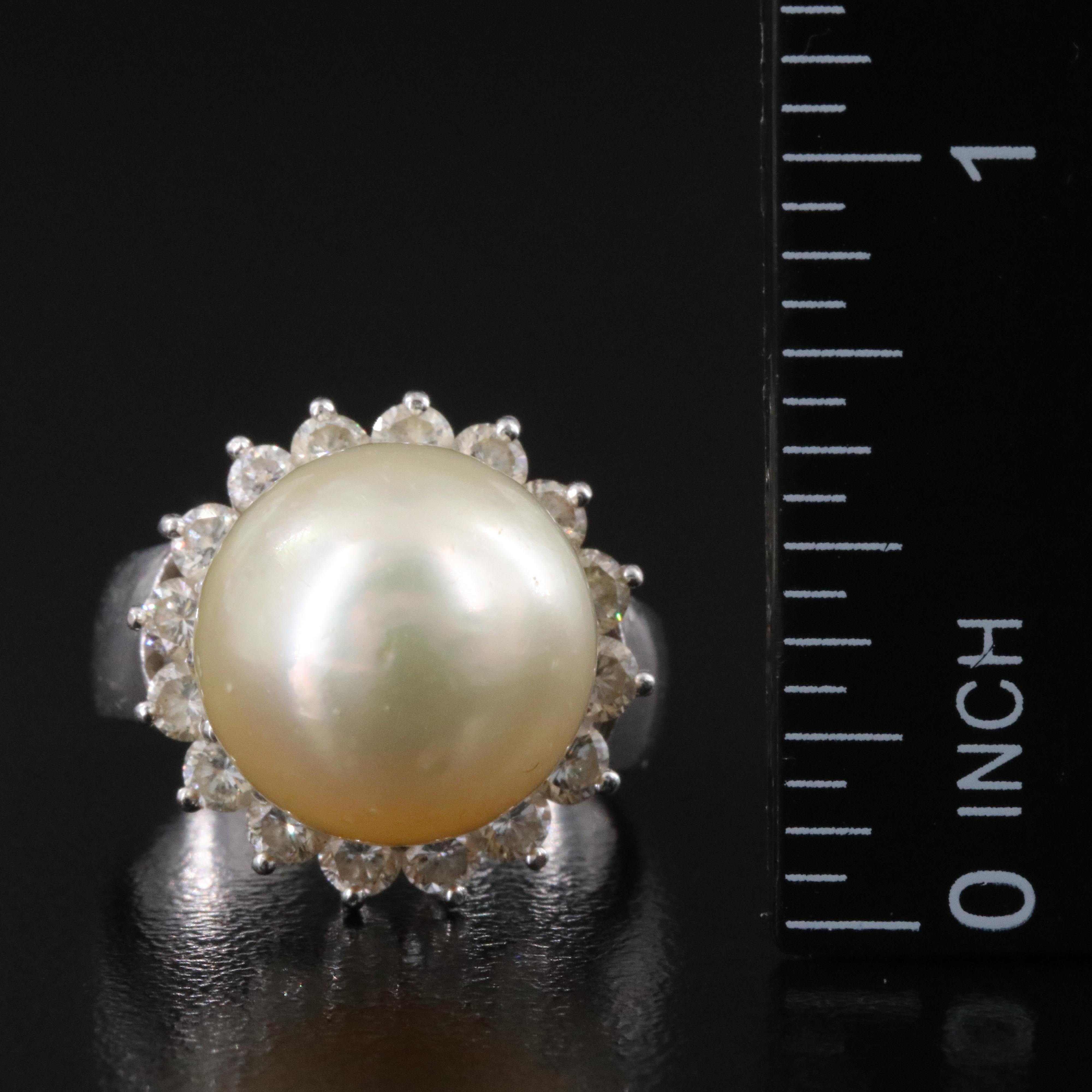 18K 13.00 MM Pearl and 1.05 CTW Diamond Ring