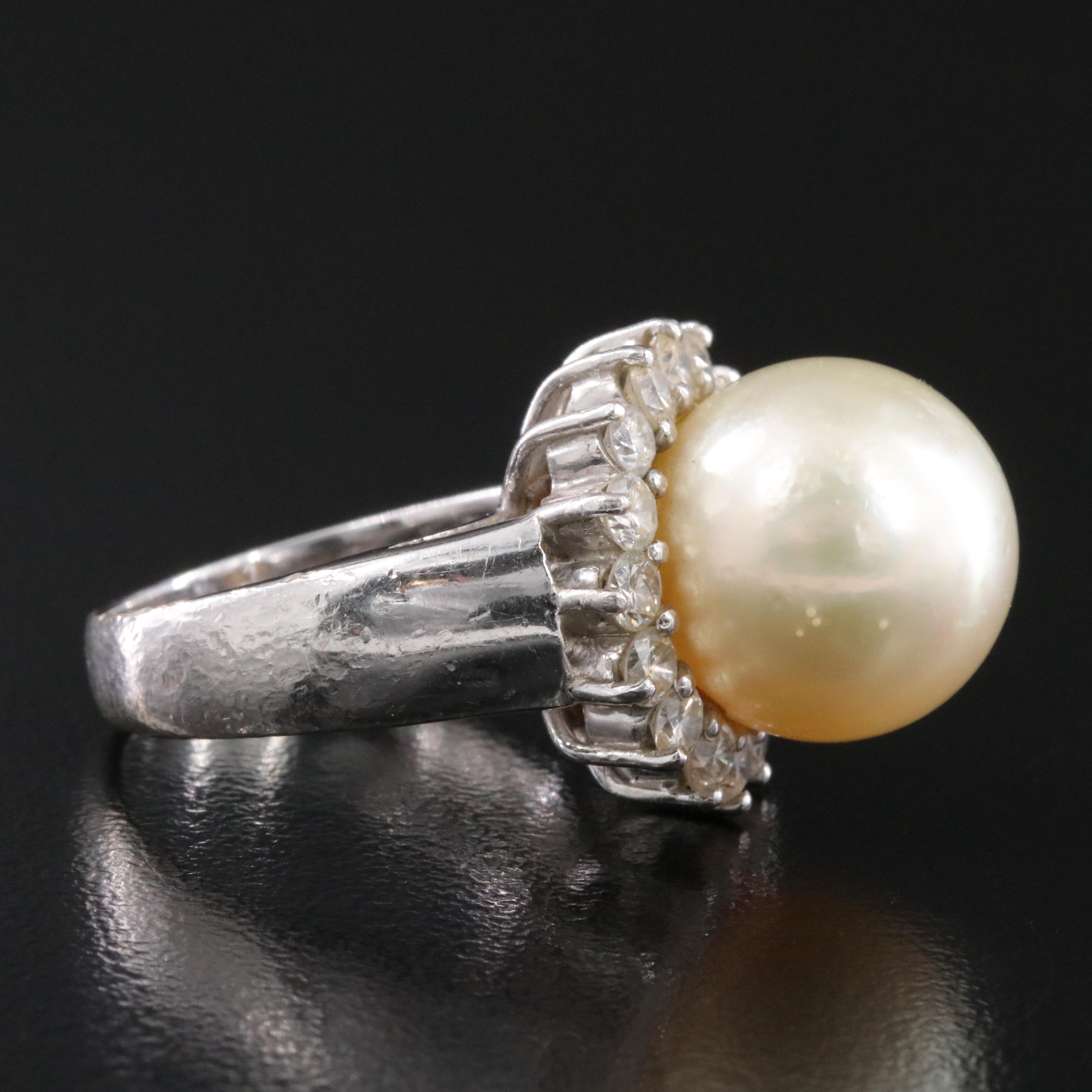 18K 13.00 MM Pearl and 1.05 CTW Diamond Ring
