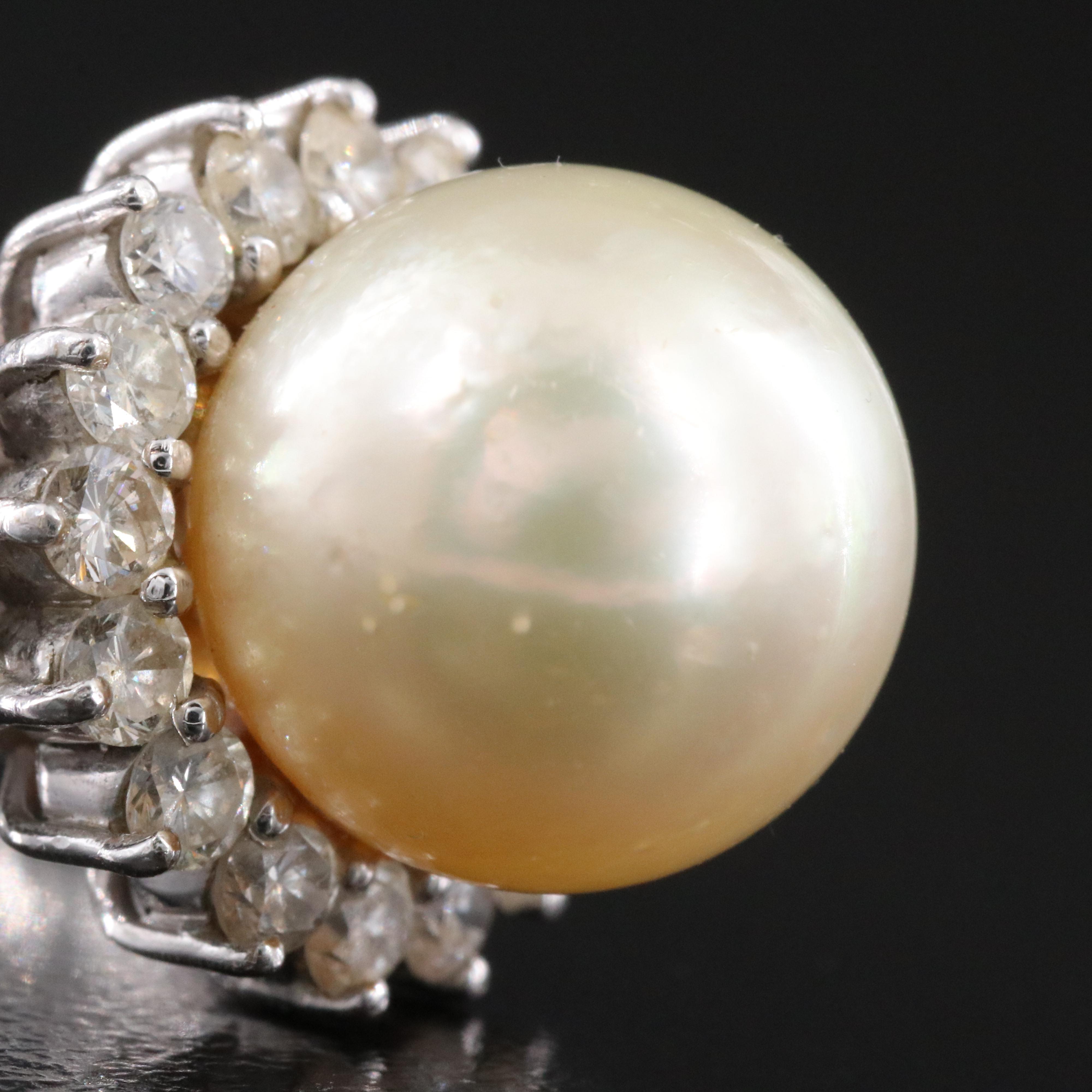 18K 13.00 MM Pearl and 1.05 CTW Diamond Ring
