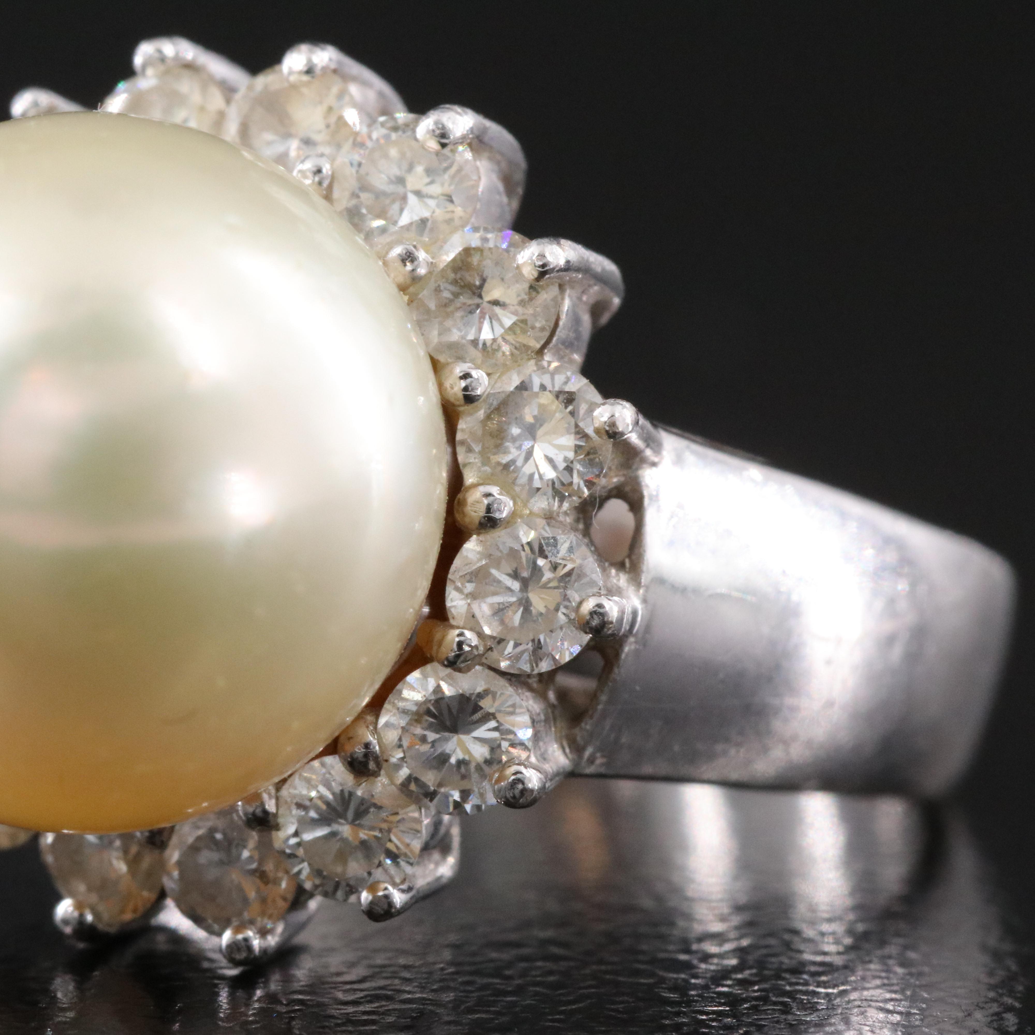 18K 13.00 MM Pearl and 1.05 CTW Diamond Ring