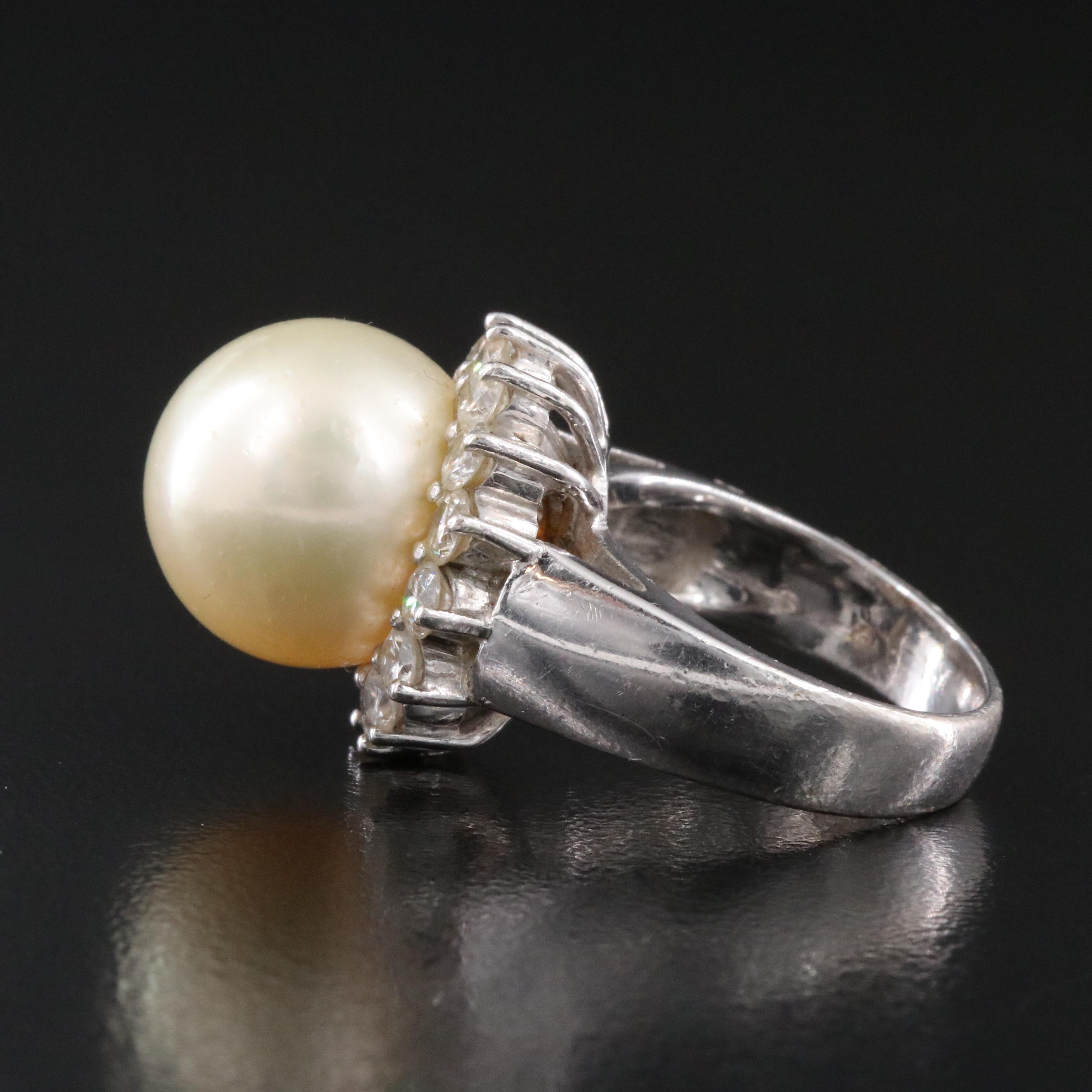 18K 13.00 MM Pearl and 1.05 CTW Diamond Ring