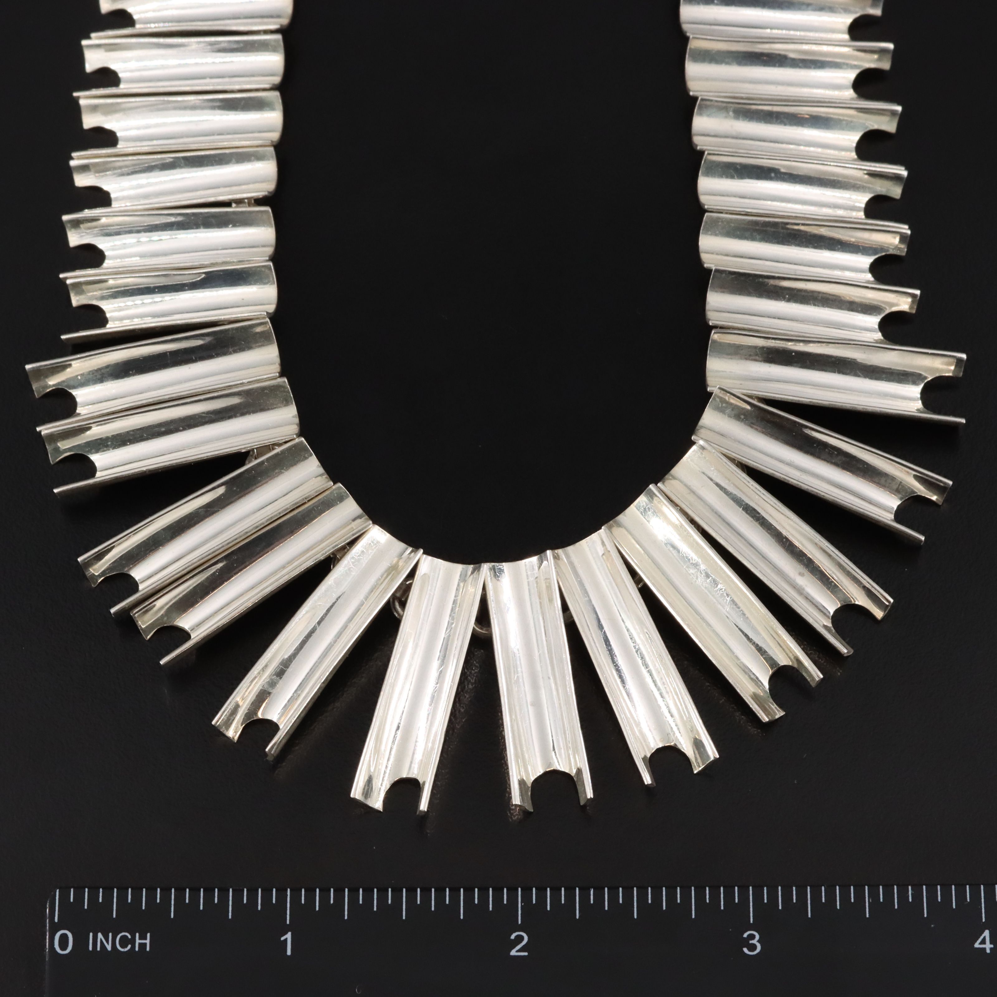 Mexican Modernist Style Sterling Necklace and Earrings Set