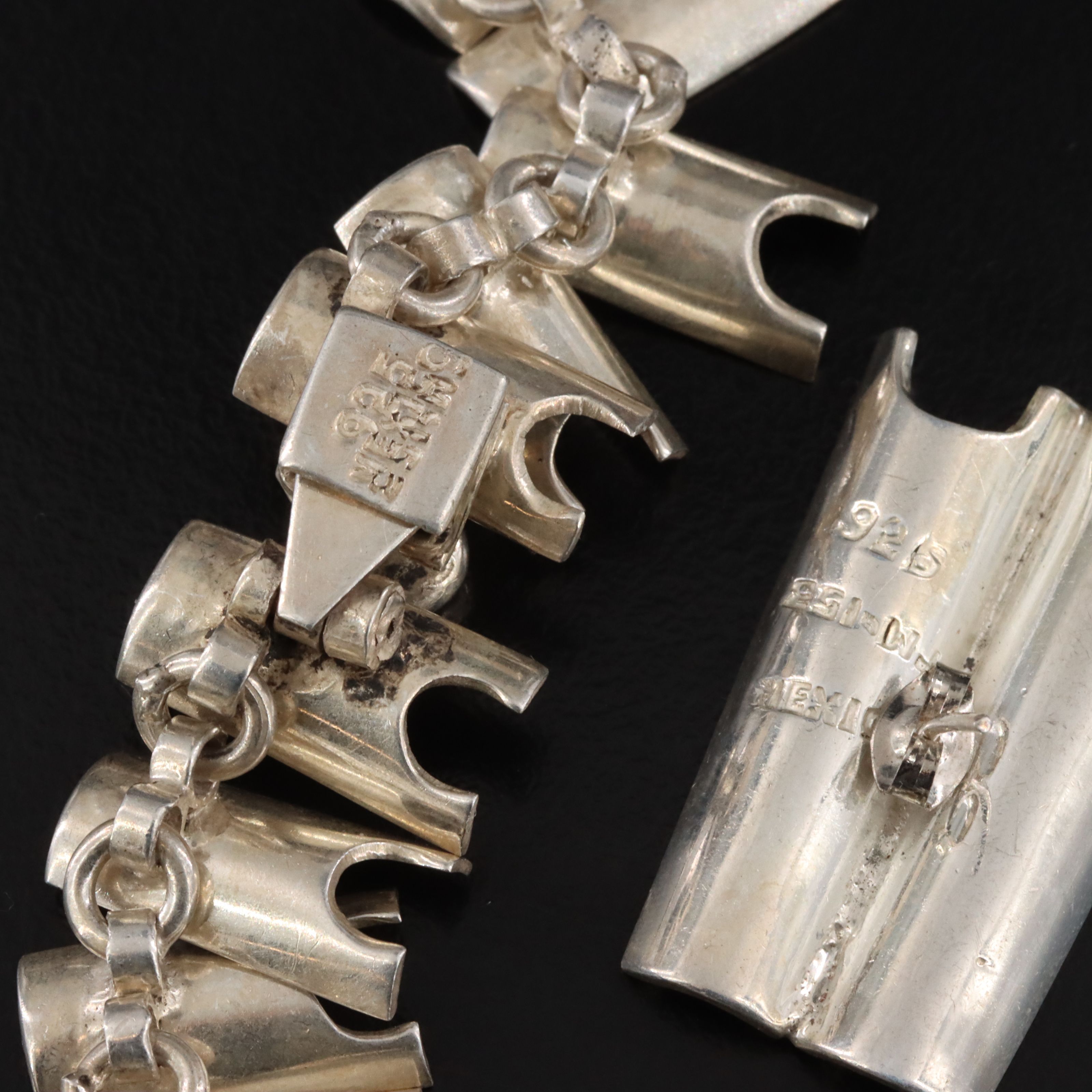 Mexican Modernist Style Sterling Necklace and Earrings Set