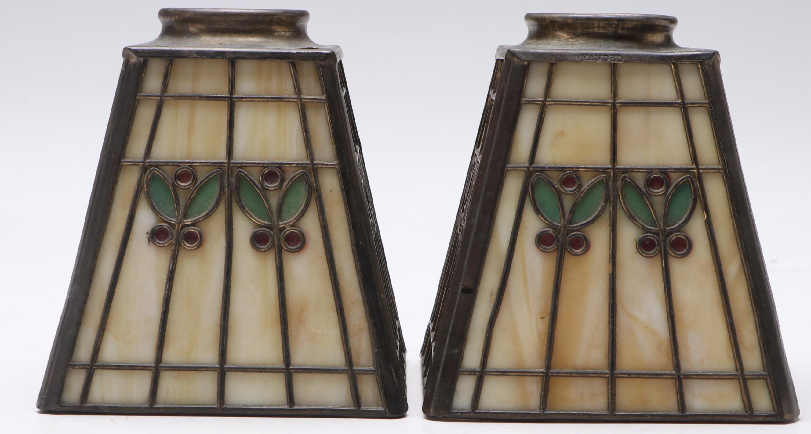 Pair of Slag Glass Accent Lamp Shades