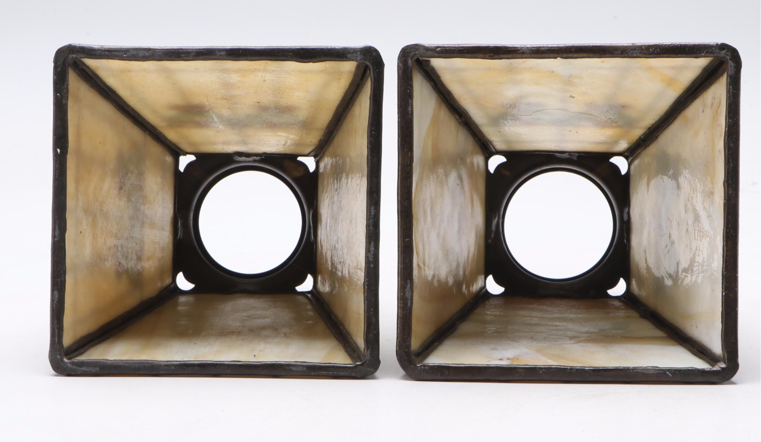 Pair of Slag Glass Accent Lamp Shades