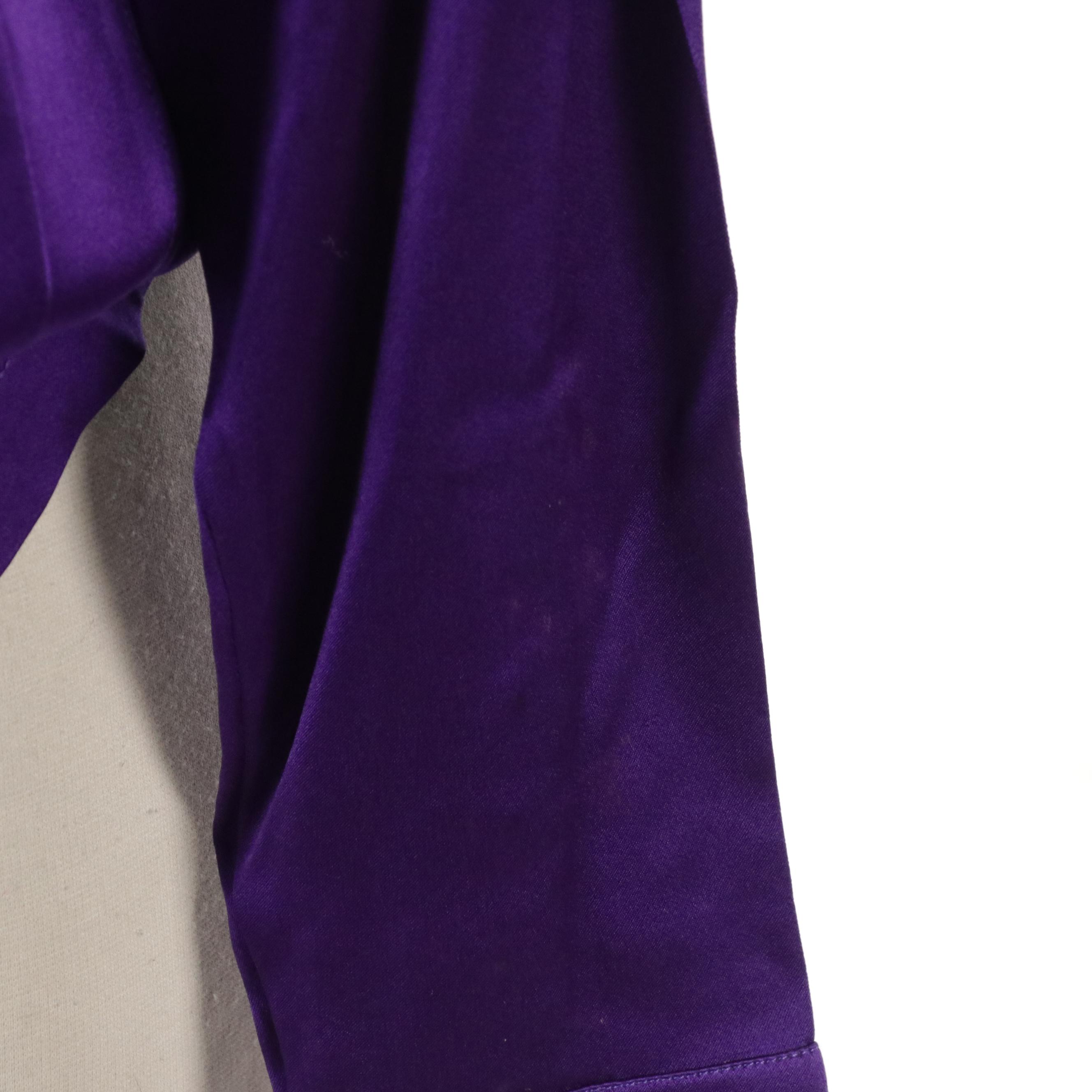 Chanel Boutique Purple Silk Long Sleeve Blouse