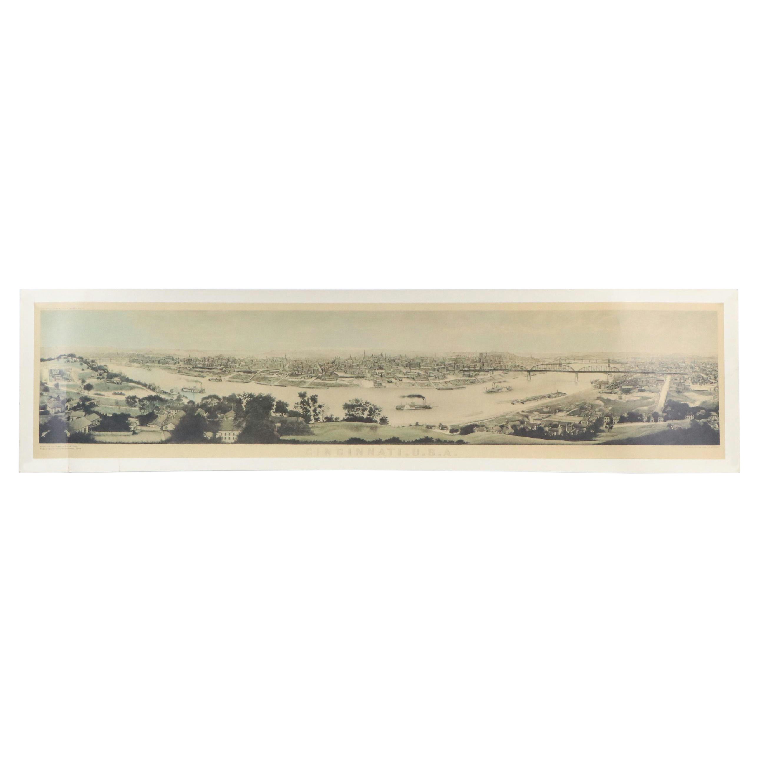 Panoramic Offset Lithograph After A. O. Kraemer "Cincinnati, U.S.A.," 1999