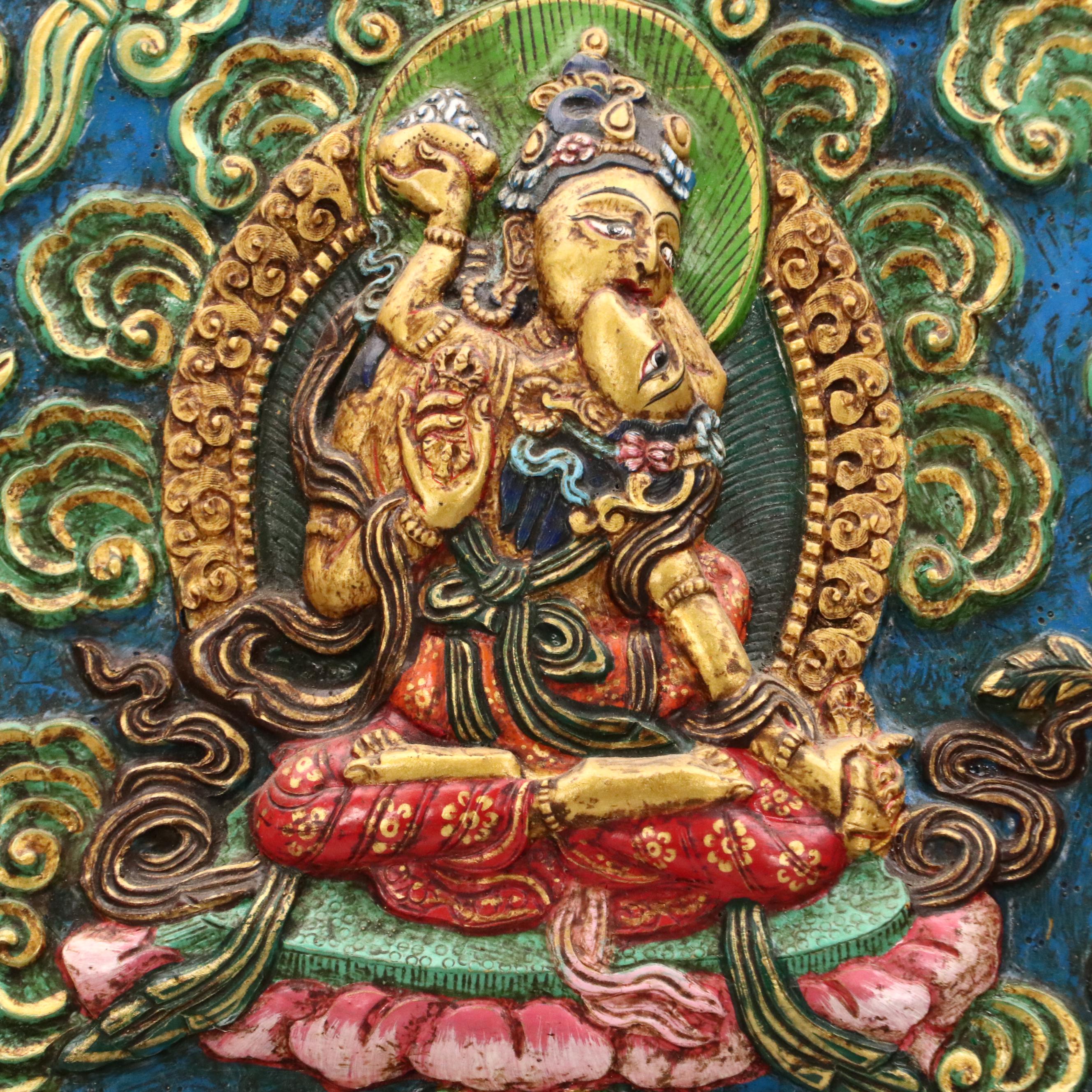 Tibetan Buddhist Thangka Relief Panel