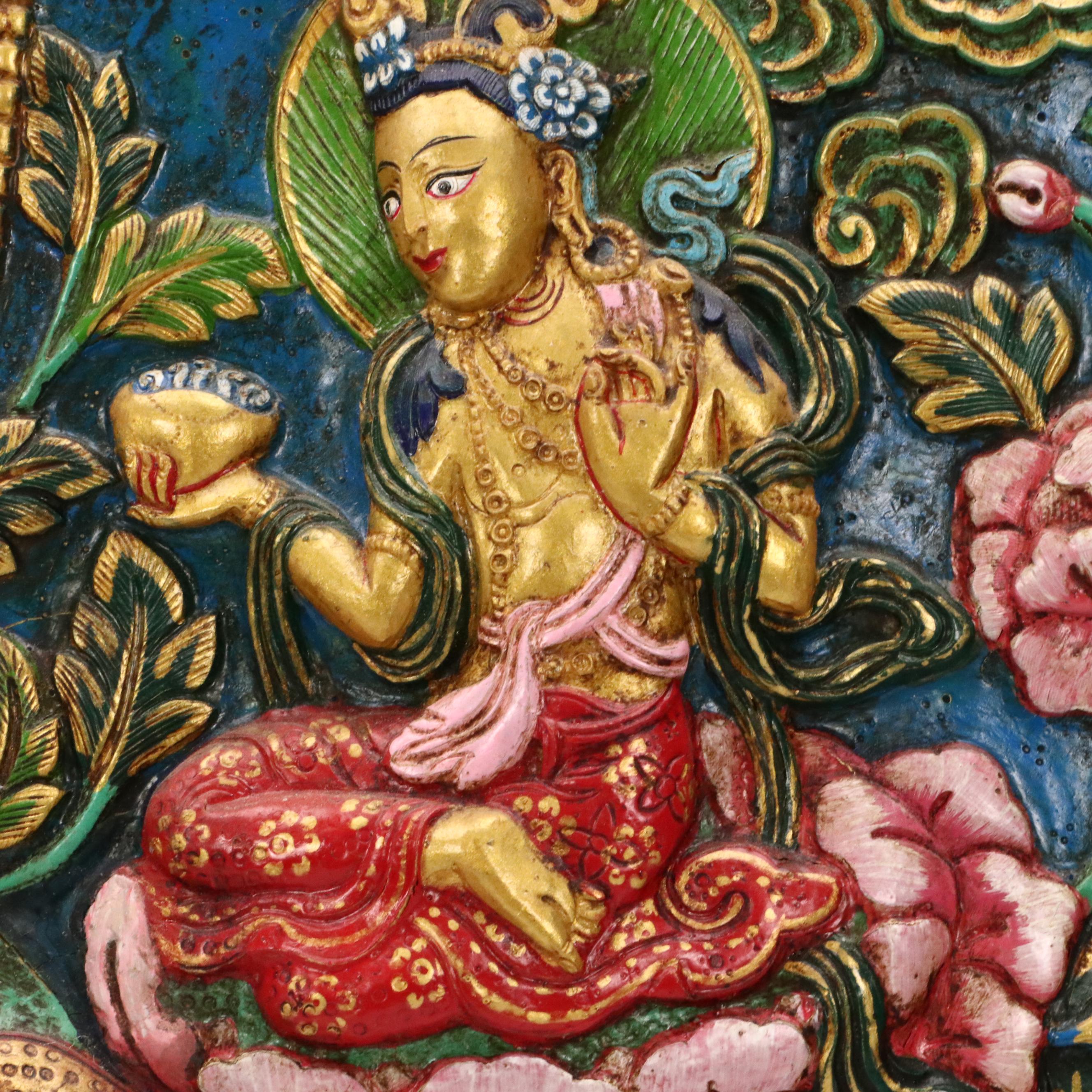 Tibetan Buddhist Thangka Relief Panel
