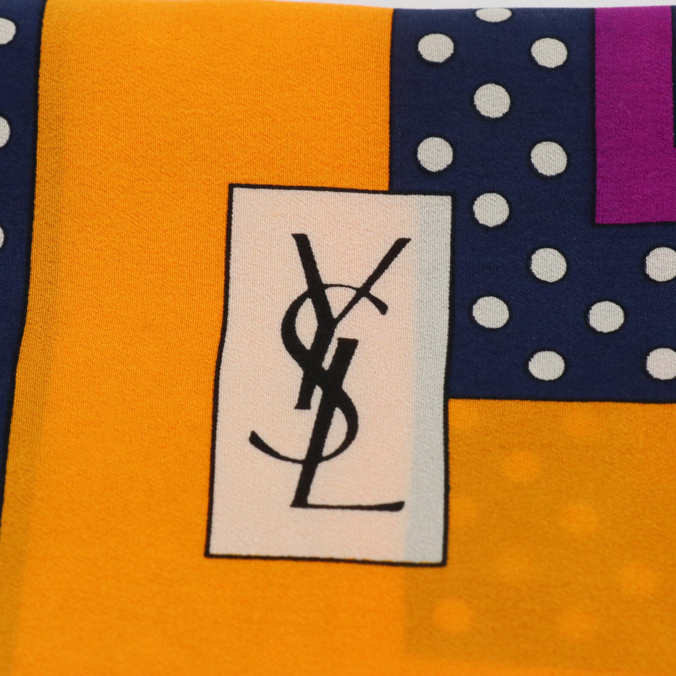 Yves Saint Laurent Dot Pattern Scarf 90 in Silk