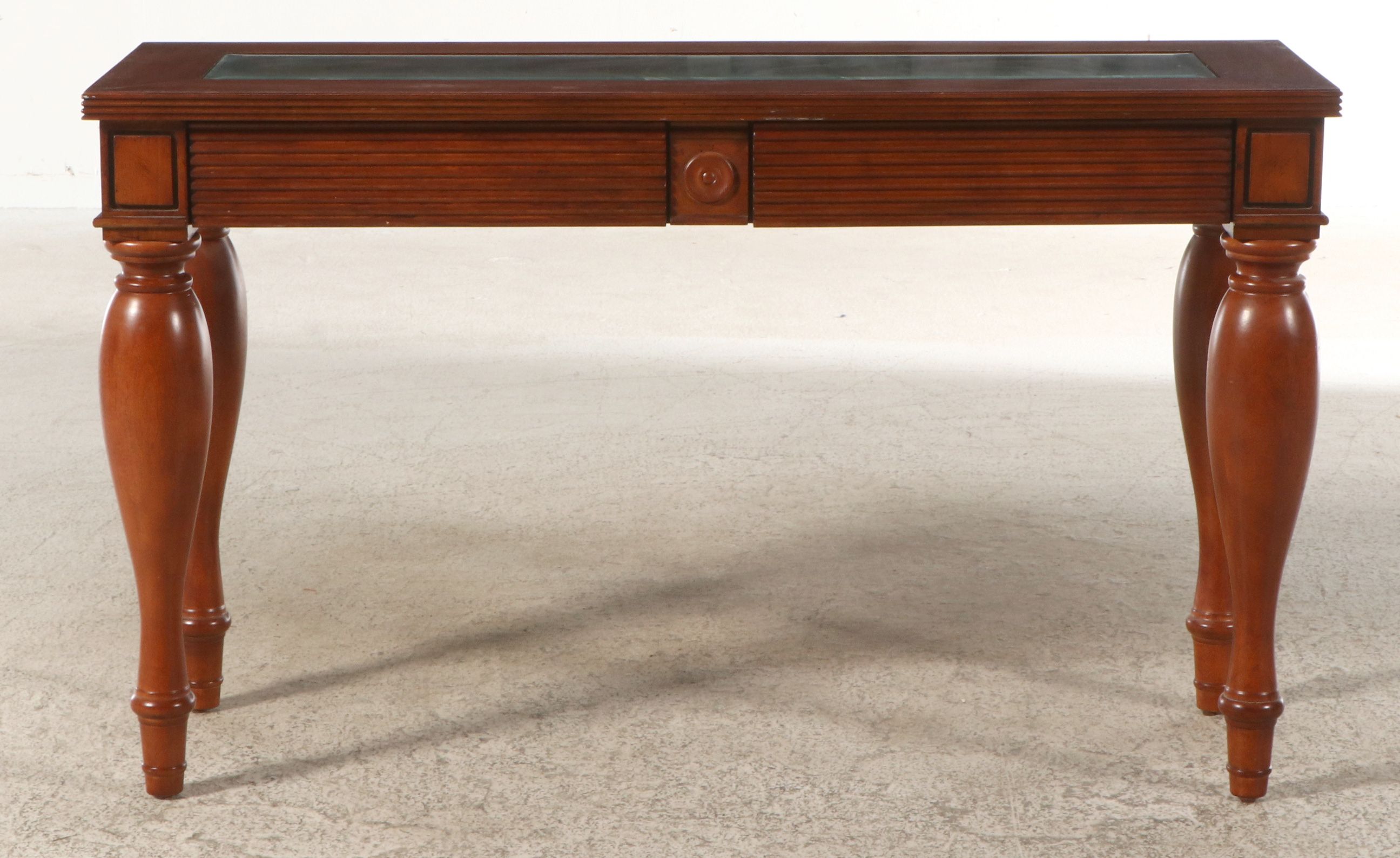 Klaussner Traditional Style Cherry and Rattan Console Table, Late 20th C.