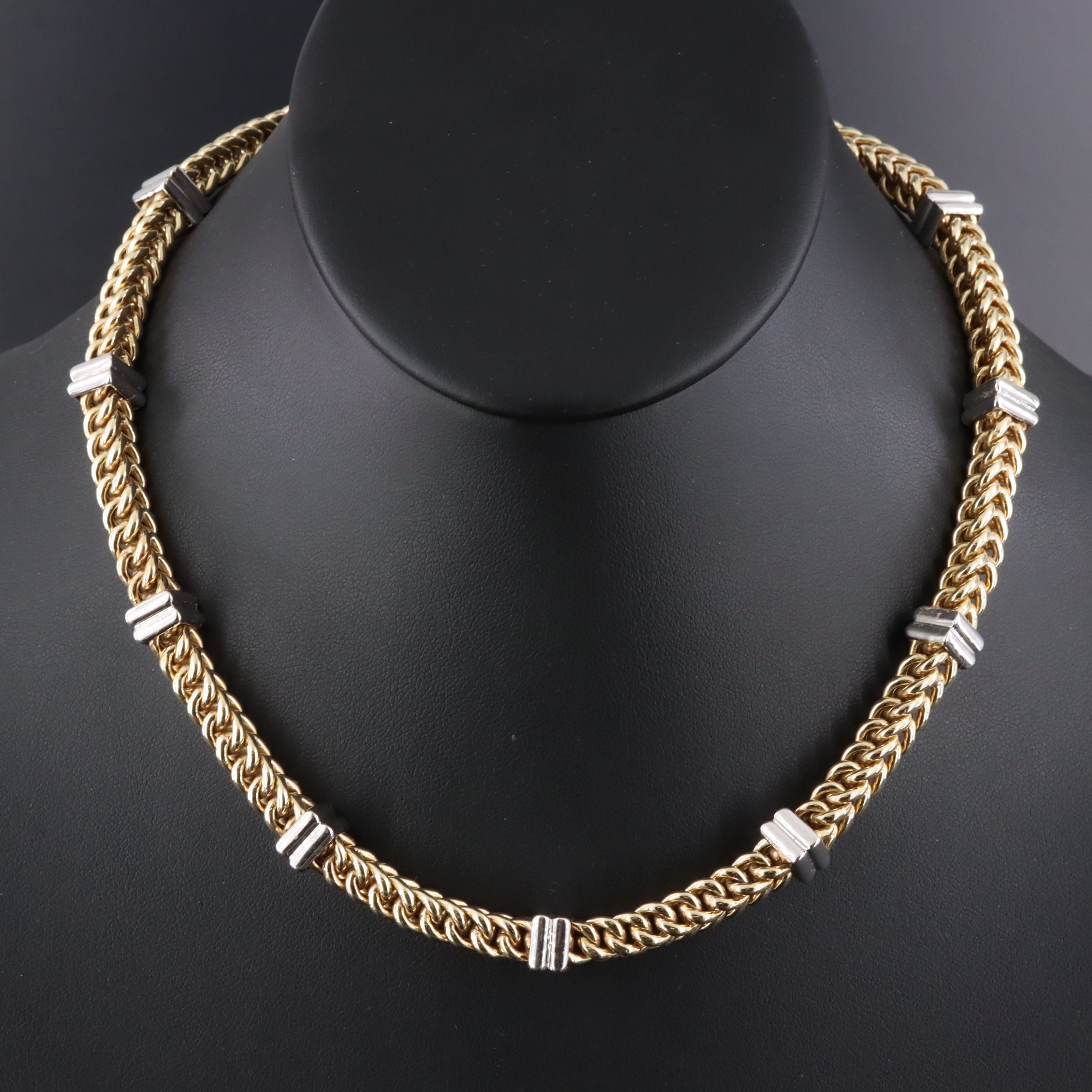 14K Two-Tone Square Curb Chain Necklace