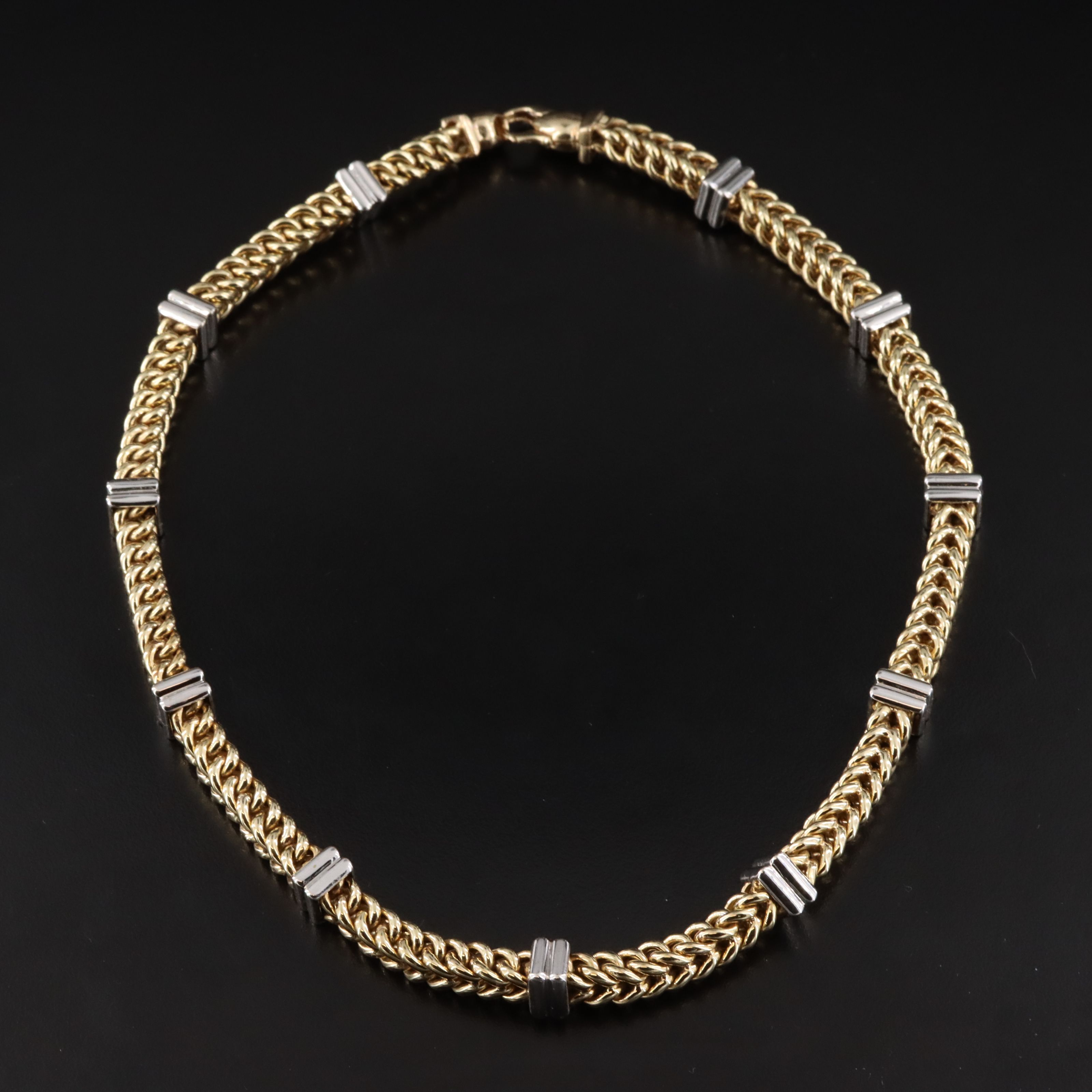 14K Two-Tone Square Curb Chain Necklace