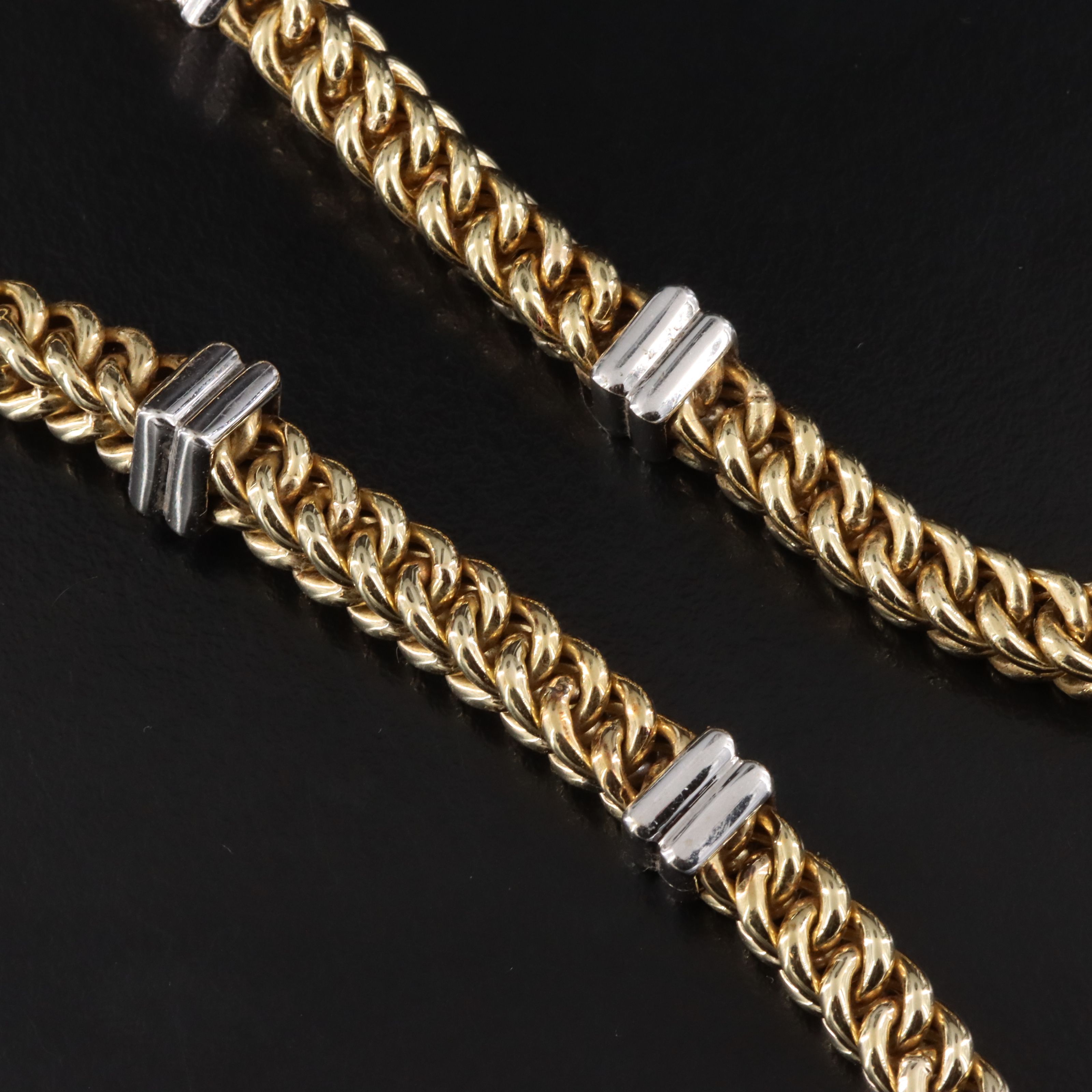 14K Two-Tone Square Curb Chain Necklace