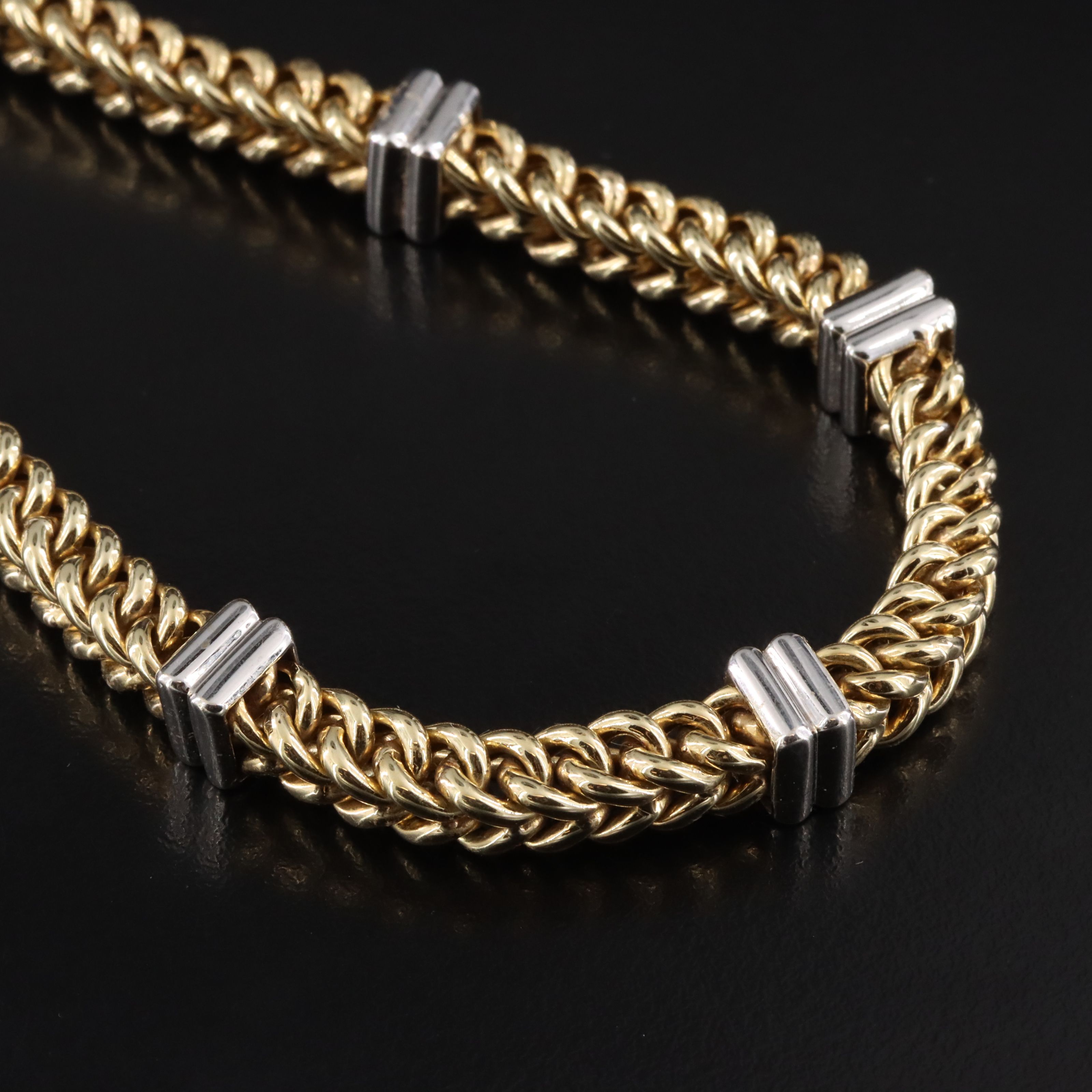 14K Two-Tone Square Curb Chain Necklace