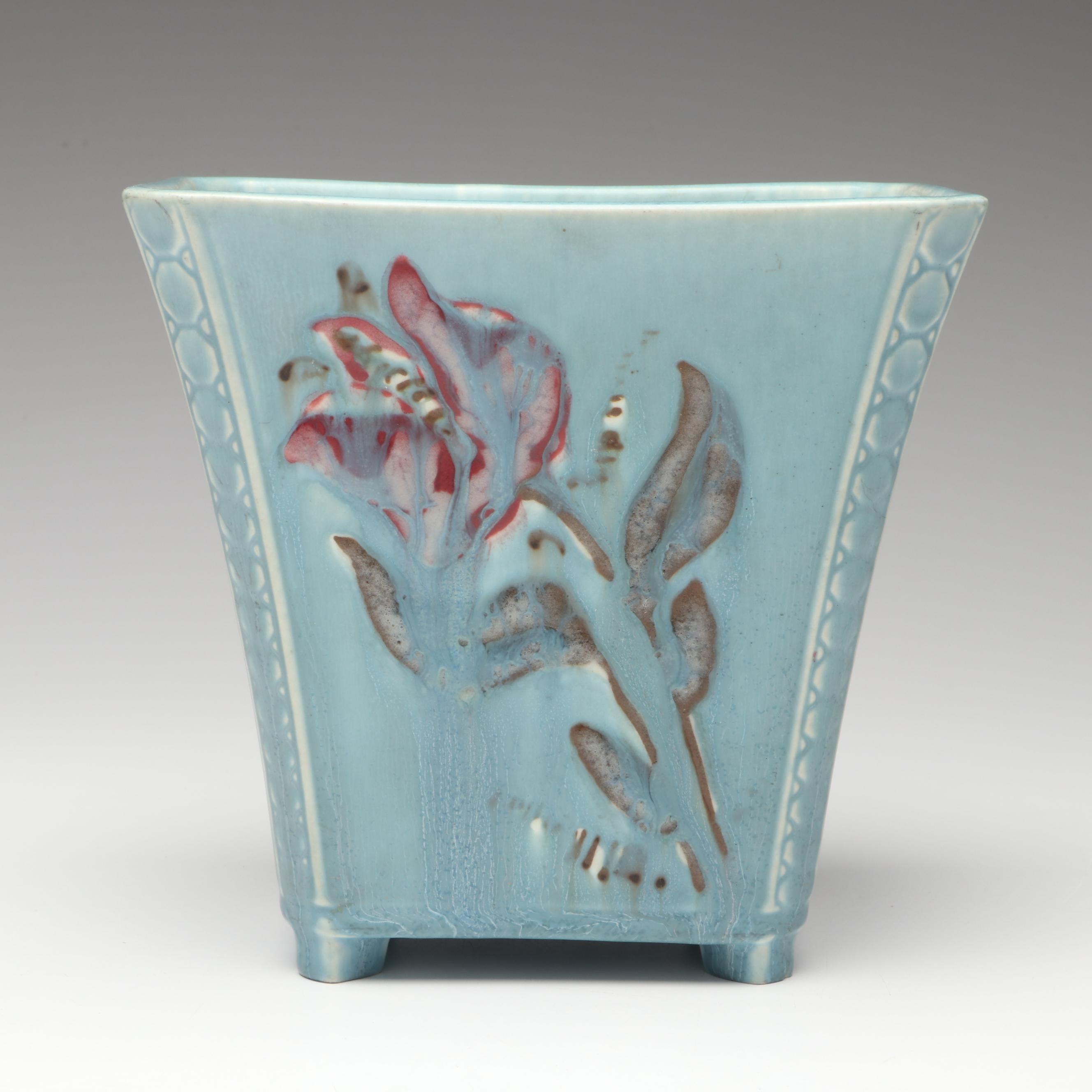 Rookwood Pottery Blue Floral Ceramic Vase, Early to Mid-20th Century
