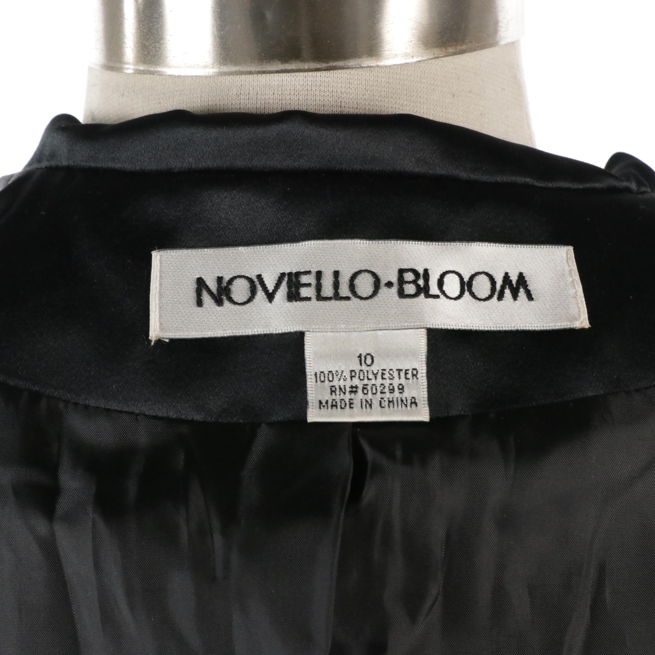 Novello-Bloom Shiny Polyester Jacket with Rhinestone Buttons and Mink Fur Cuffs