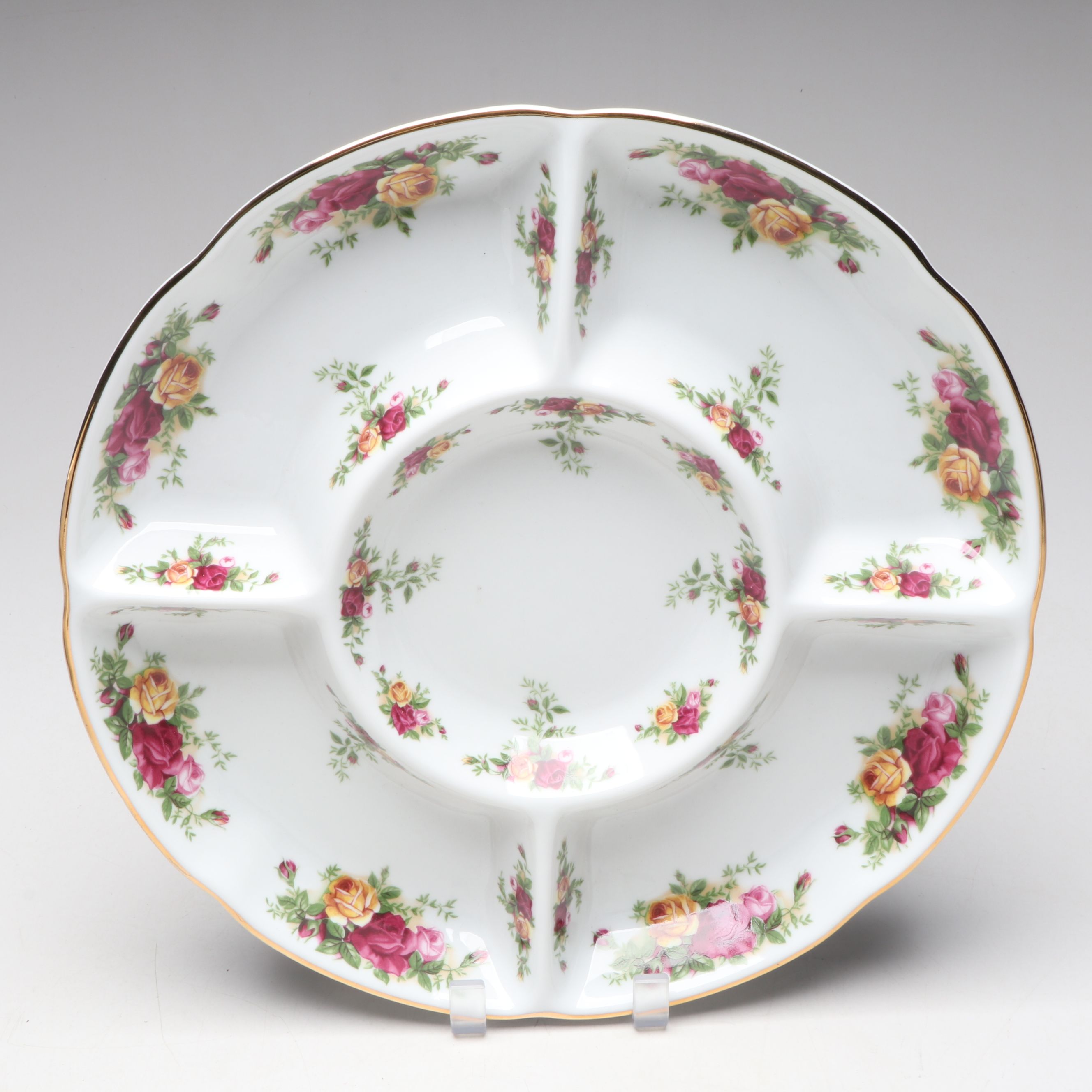Royal Albert "Old Country Roses" Divided Dish with Punch Bowl and Cups