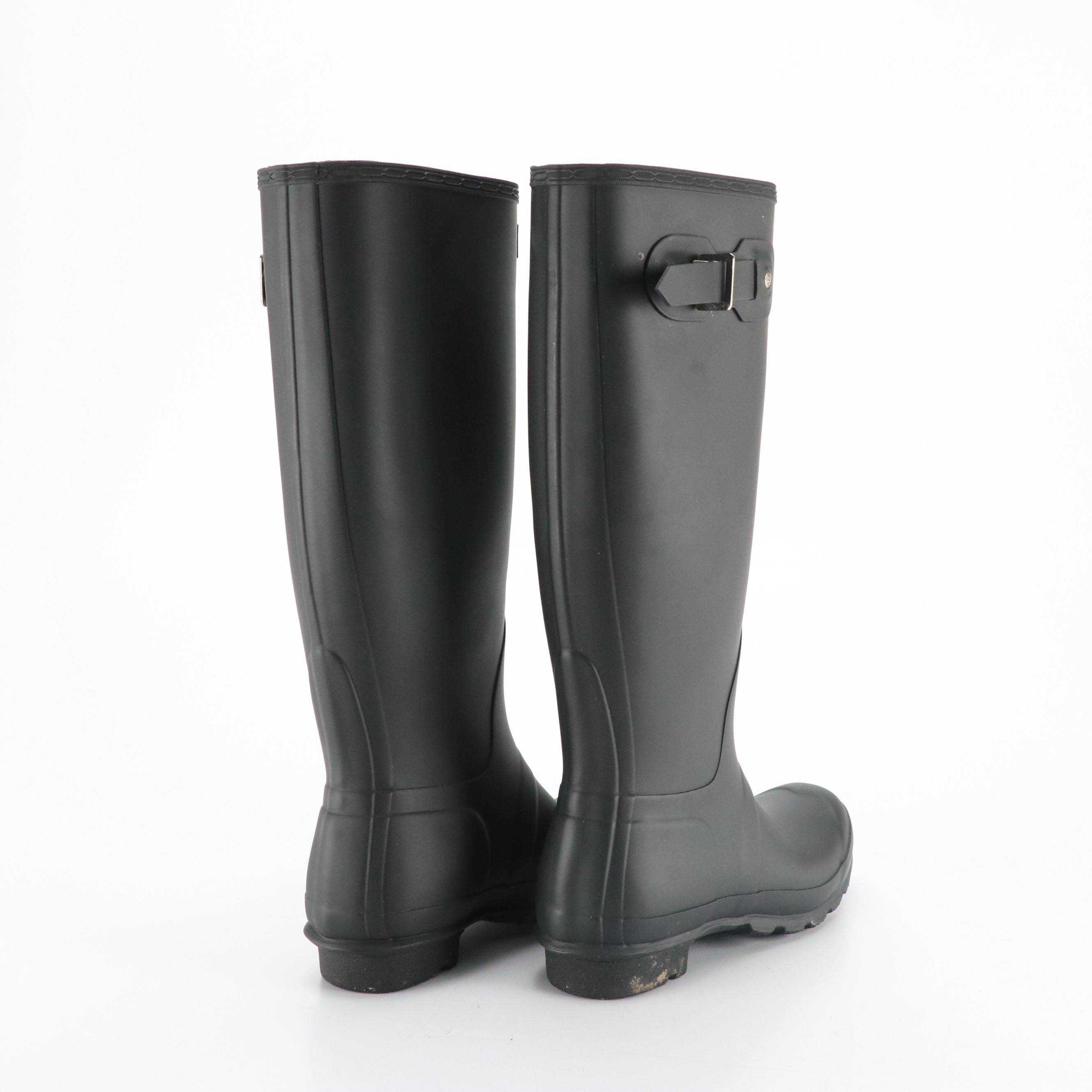 Hunter Original Tall Rain Boots in Black Rubber with Box