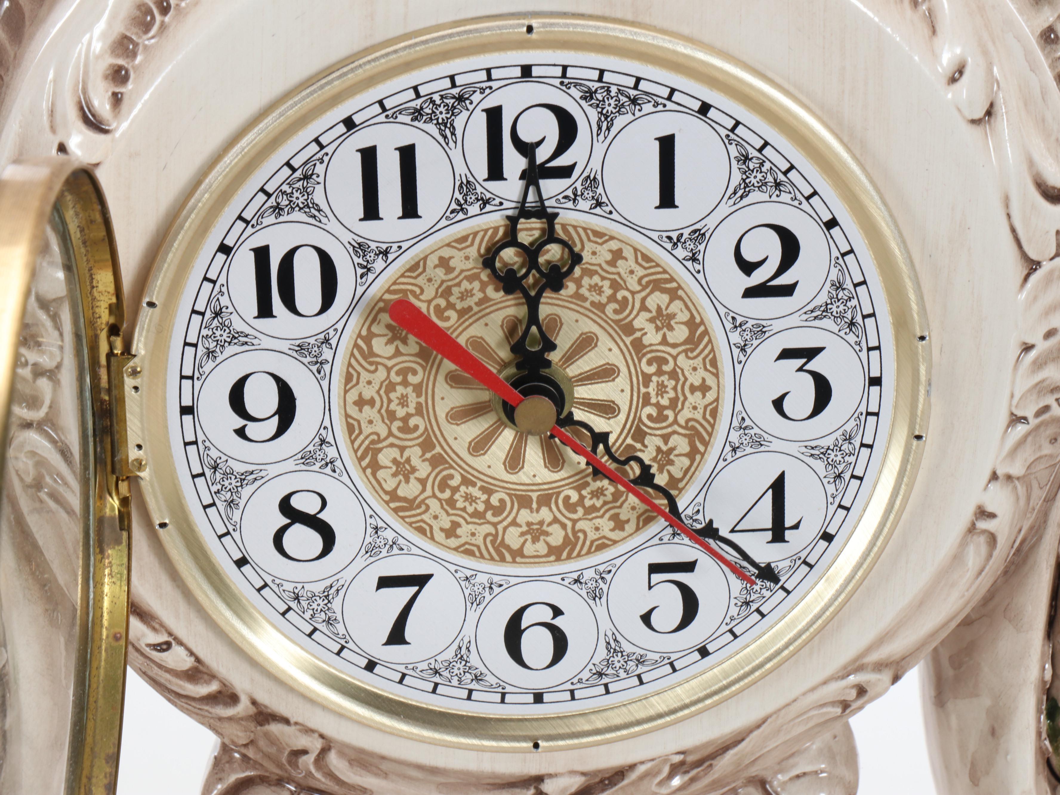 Capodimonte Rococo Style Porcelain Mantel Clock