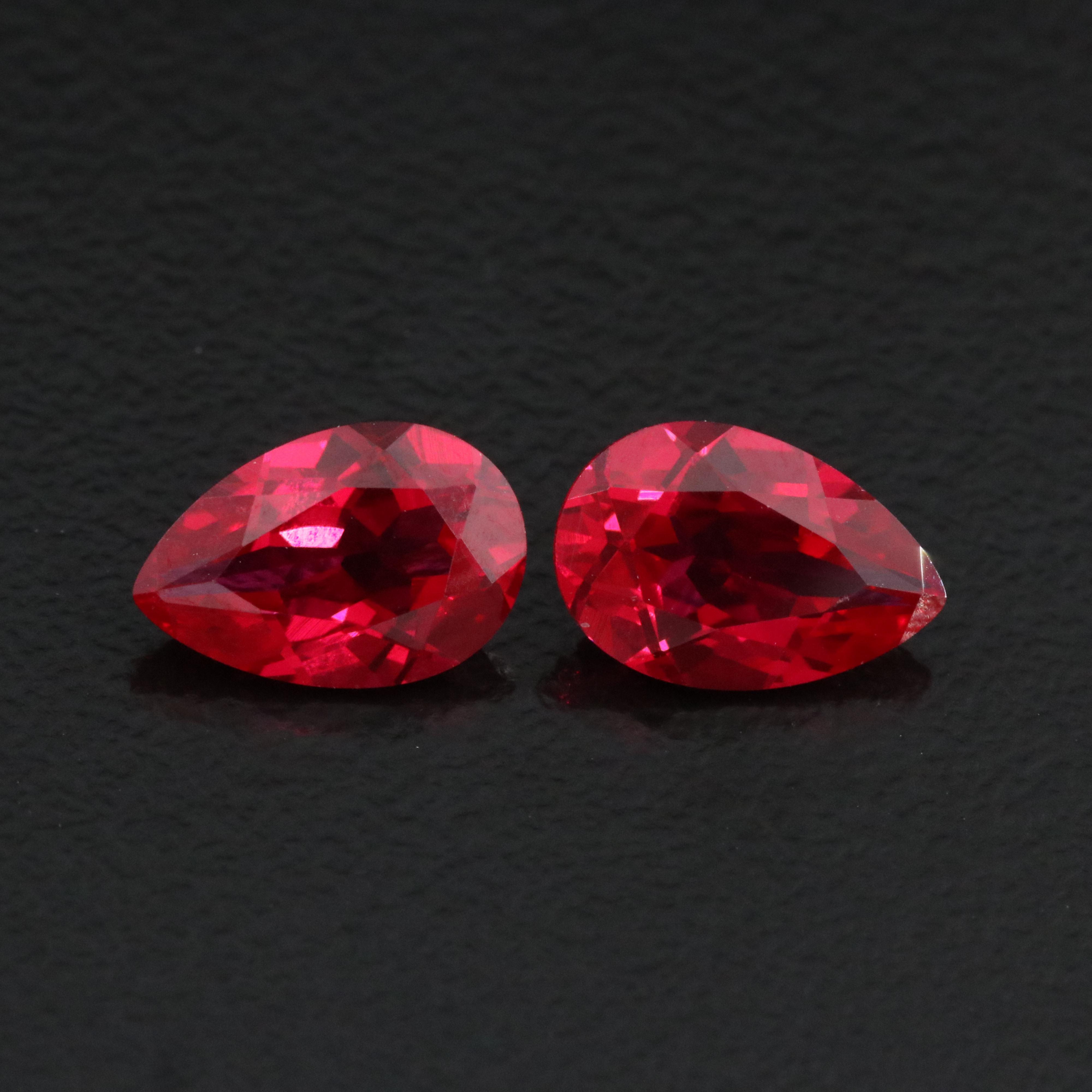 Loose 3.23 CTW Lab Grown Ruby Pair