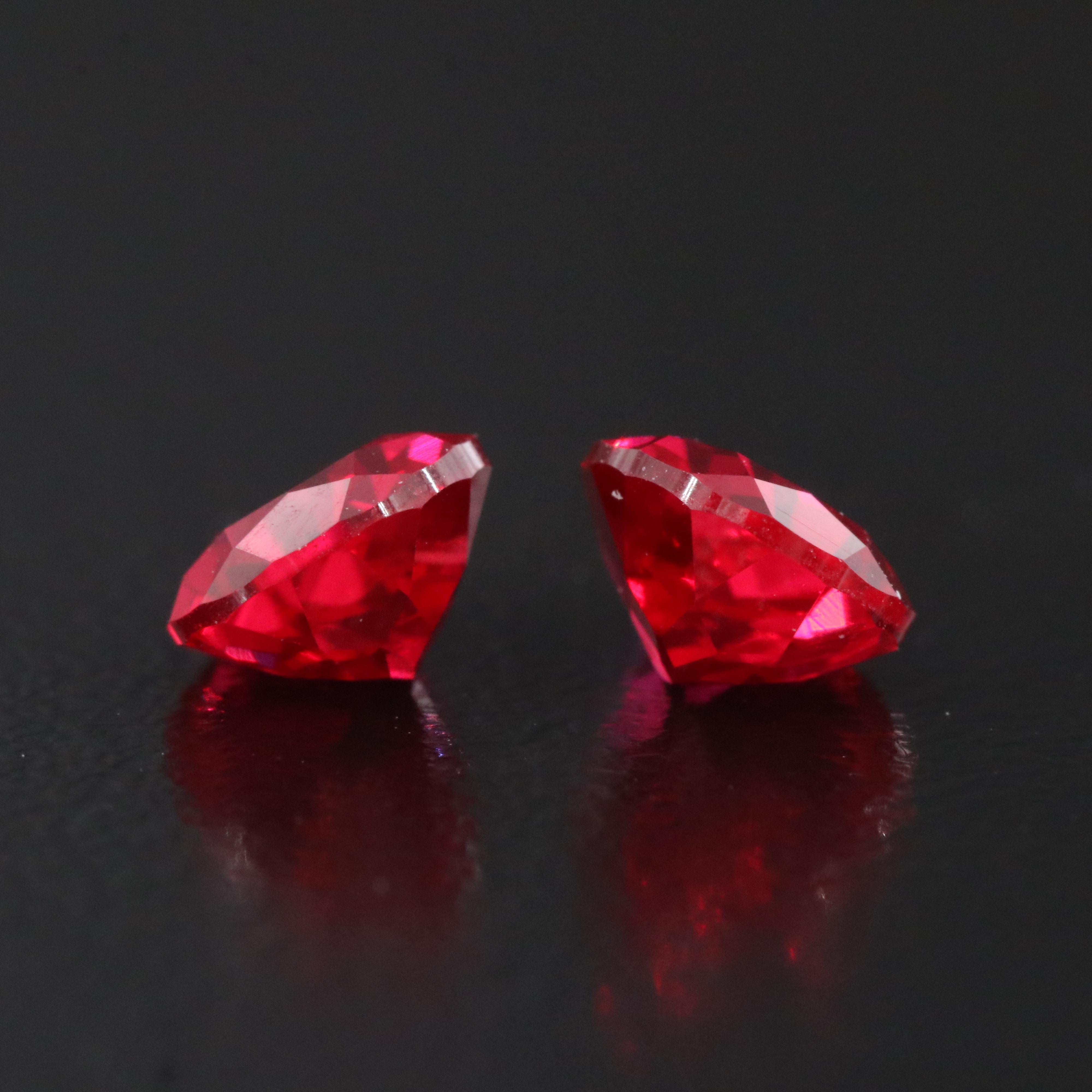 Loose 3.23 CTW Lab Grown Ruby Pair
