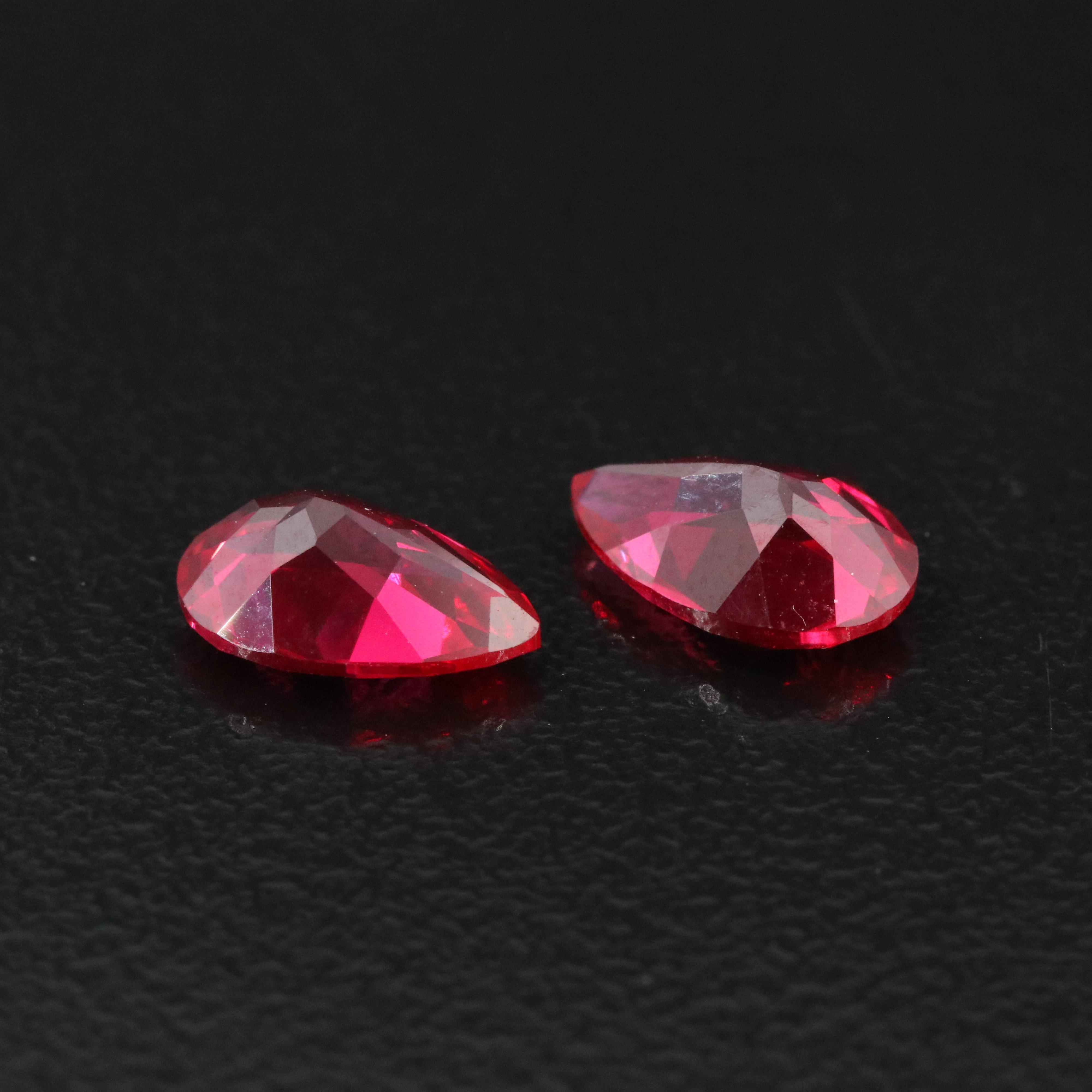 Loose 3.23 CTW Lab Grown Ruby Pair