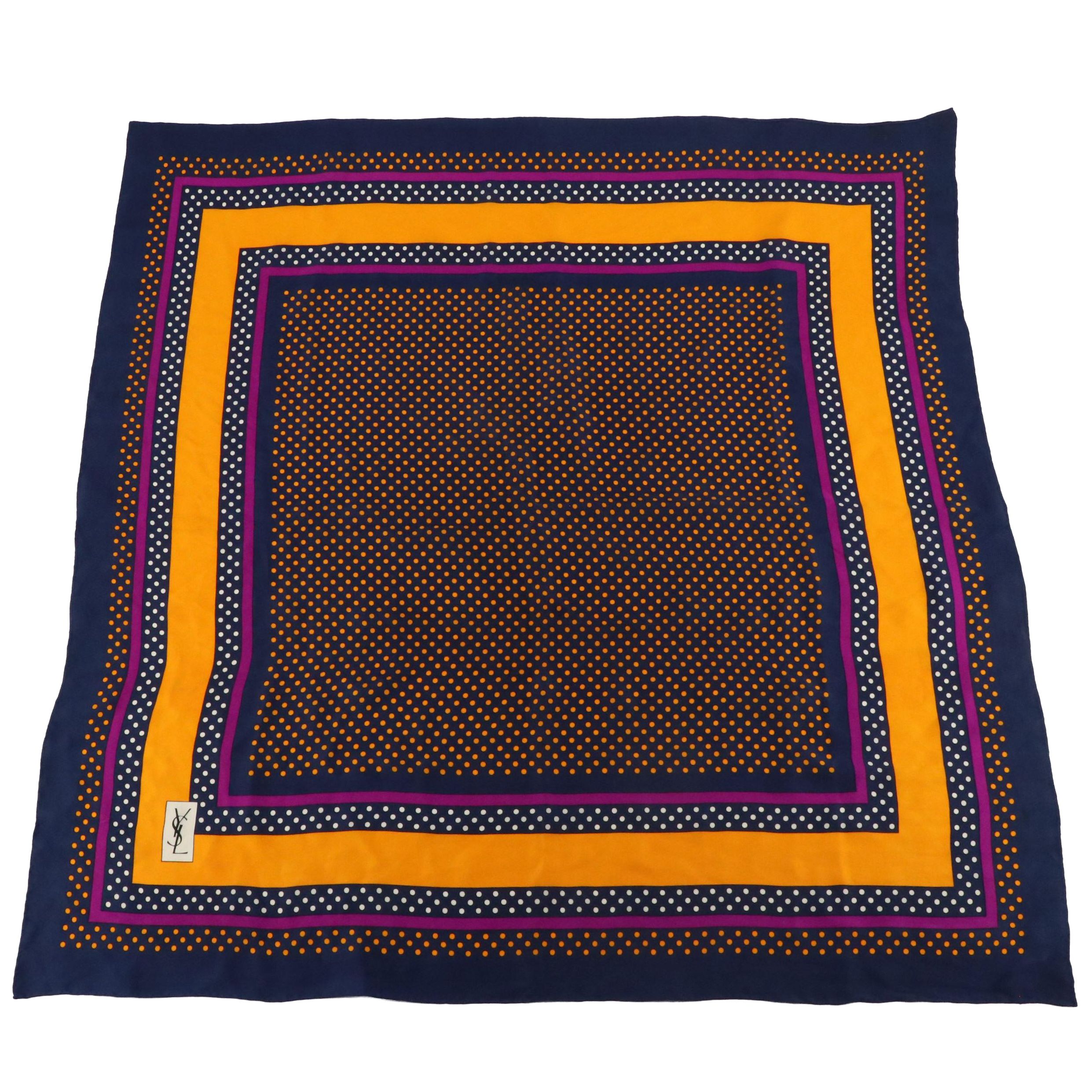 Yves Saint Laurent Dot Pattern Scarf 90 in Silk