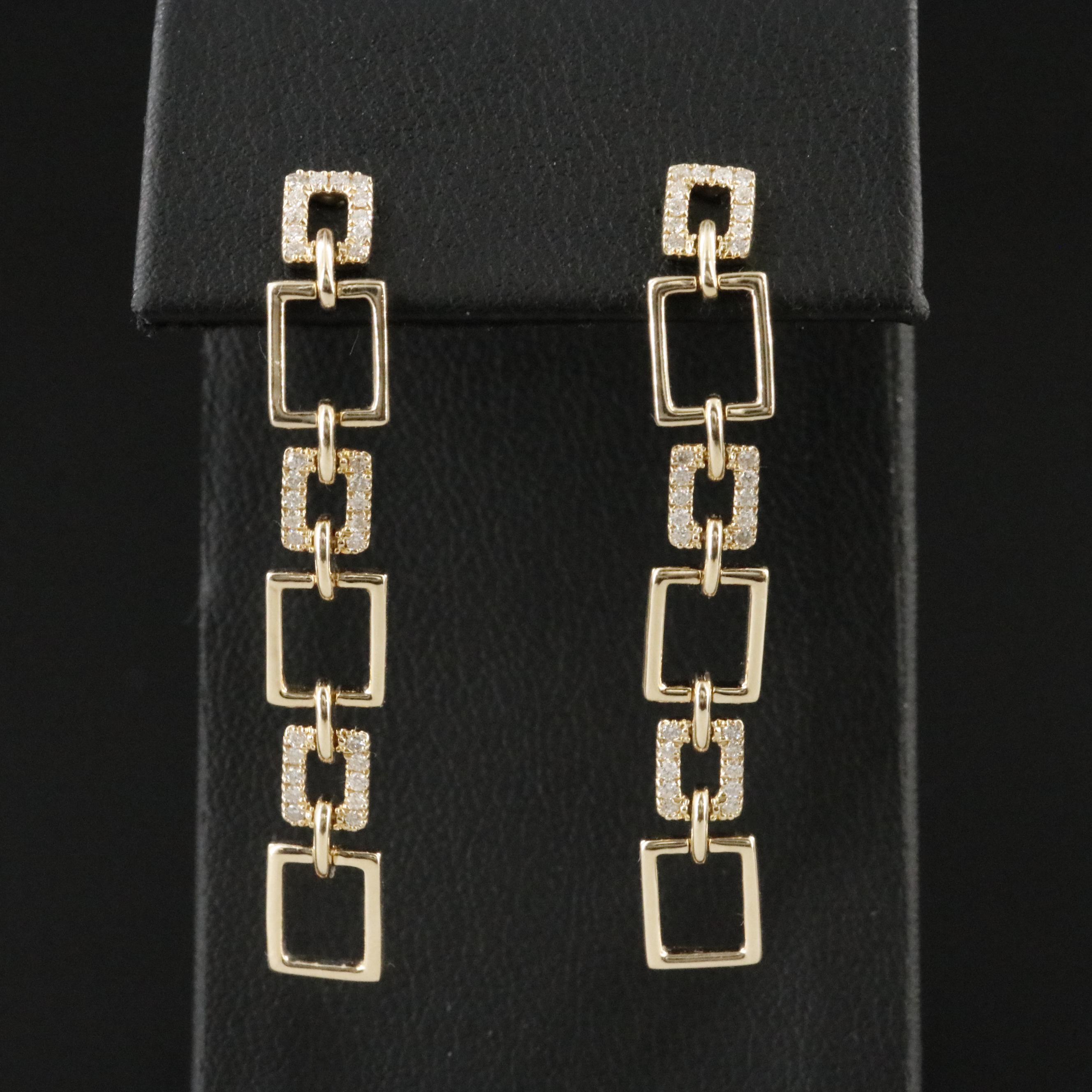 14K 0.12 CTW Diamond Rectangular Drop Earrings