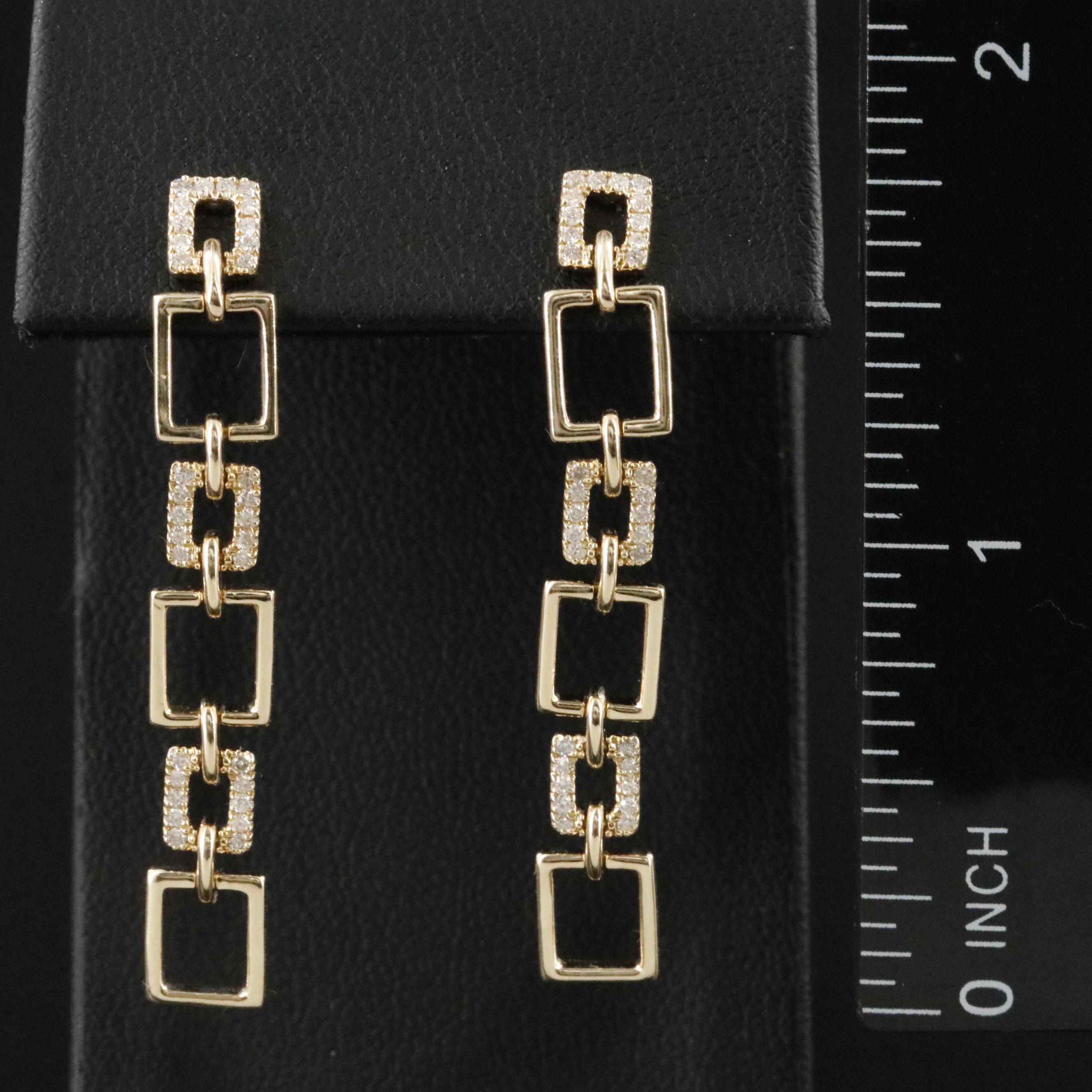 14K 0.12 CTW Diamond Rectangular Drop Earrings