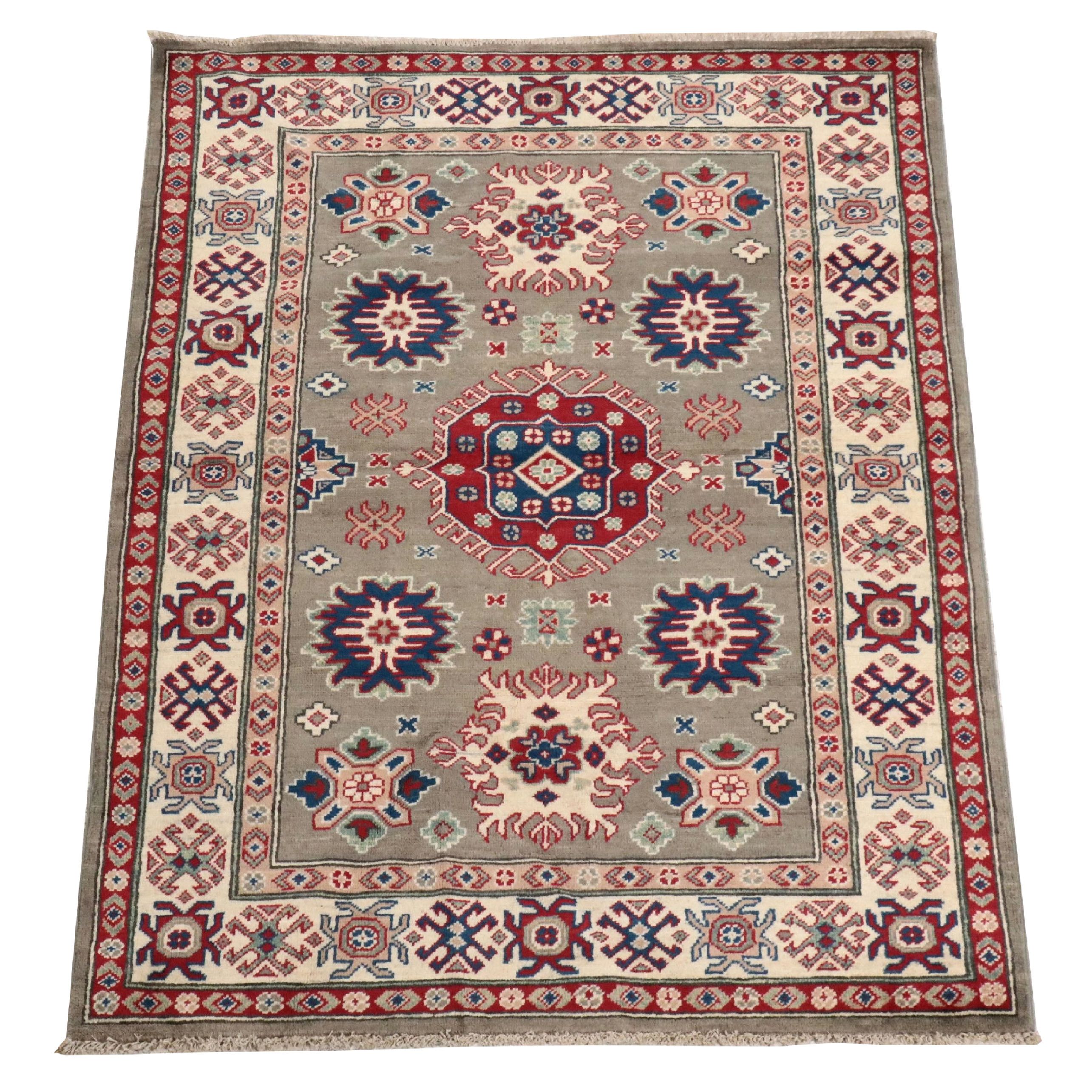 4'2 x 5'10 Hand-Knotted Pakistani Kazak Area Rug
