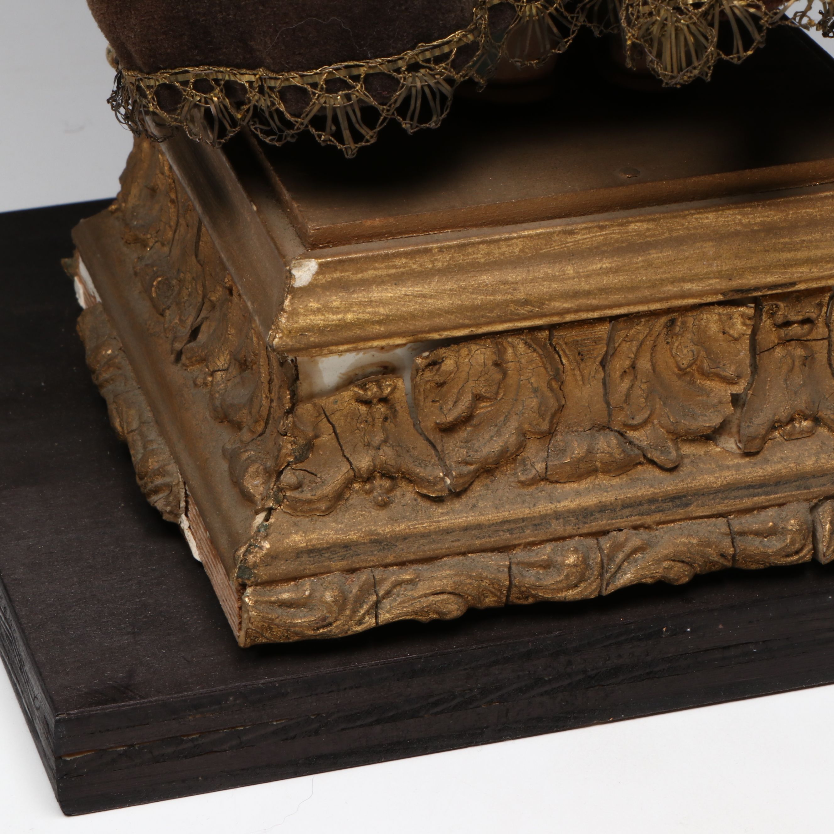 Virgin of Devotion Articulated Carved Wooden Statuette, 19th Century